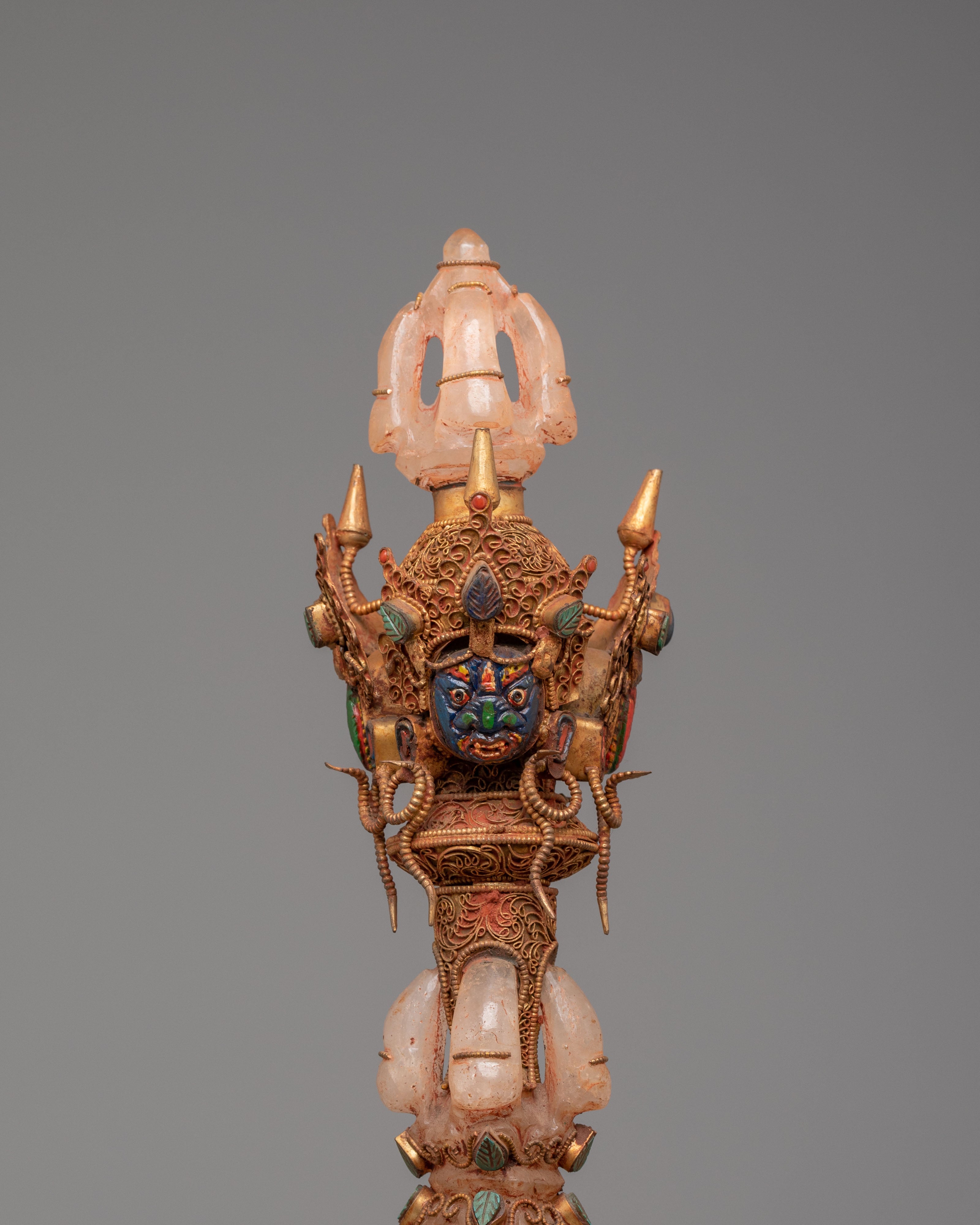 Buddhist Ceremonial Dagger Phurba | Crystal Vajra Dagger for Protection