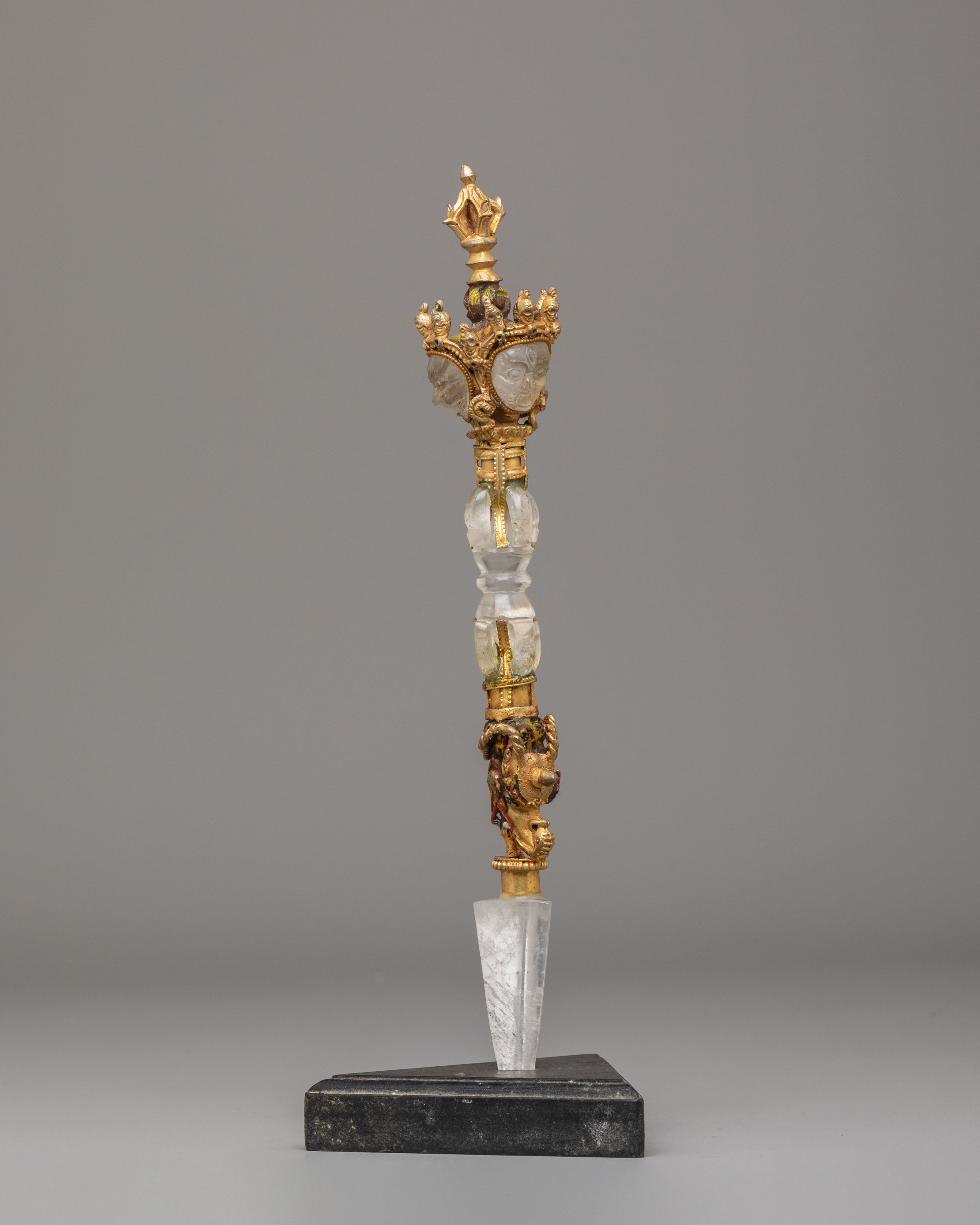 Sacred Buddhist Crystal Ritual Dagger | Phurba for Altar