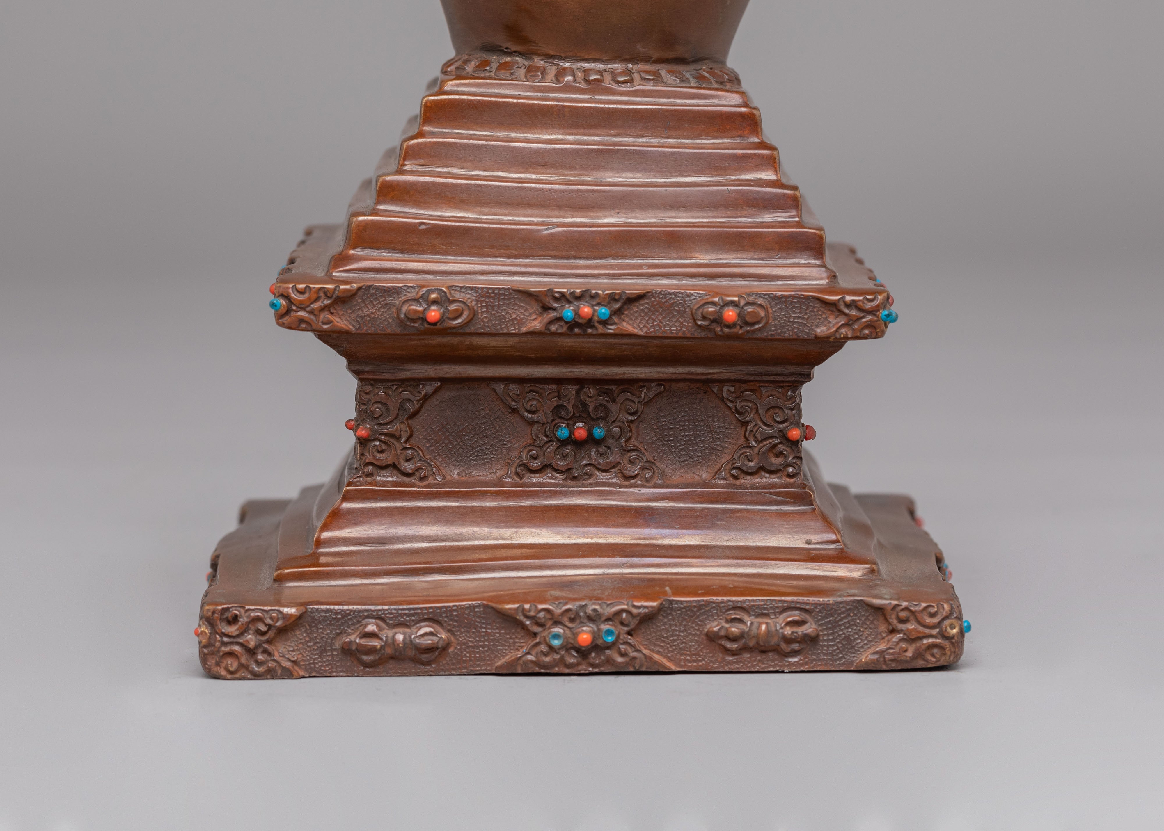 Buddhist Altar Enlightenment Stupa | Handcrafted Copper Stupa