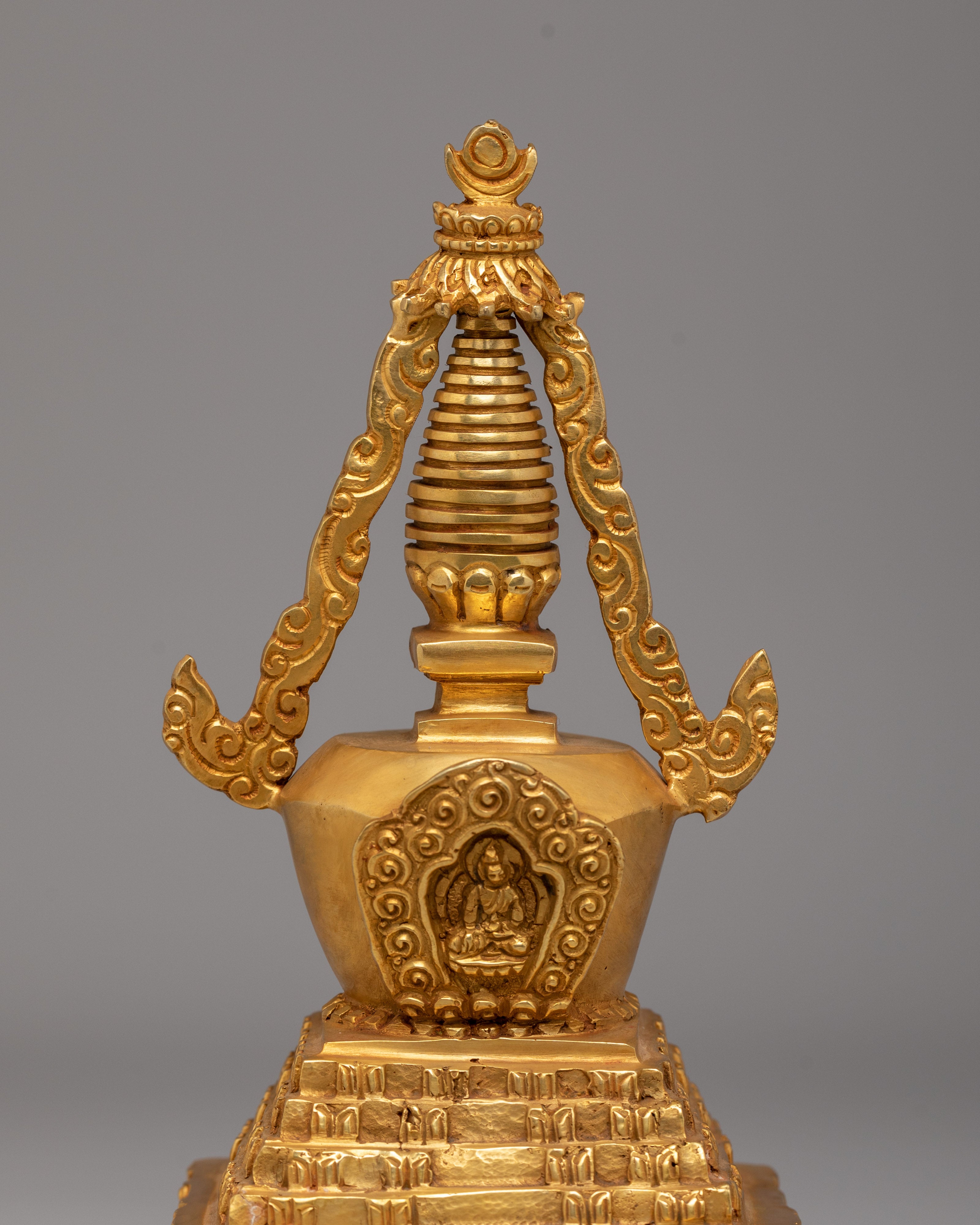 Scared Stupa for Rituals | 24K Gold Plated Buddhist Sacred Art