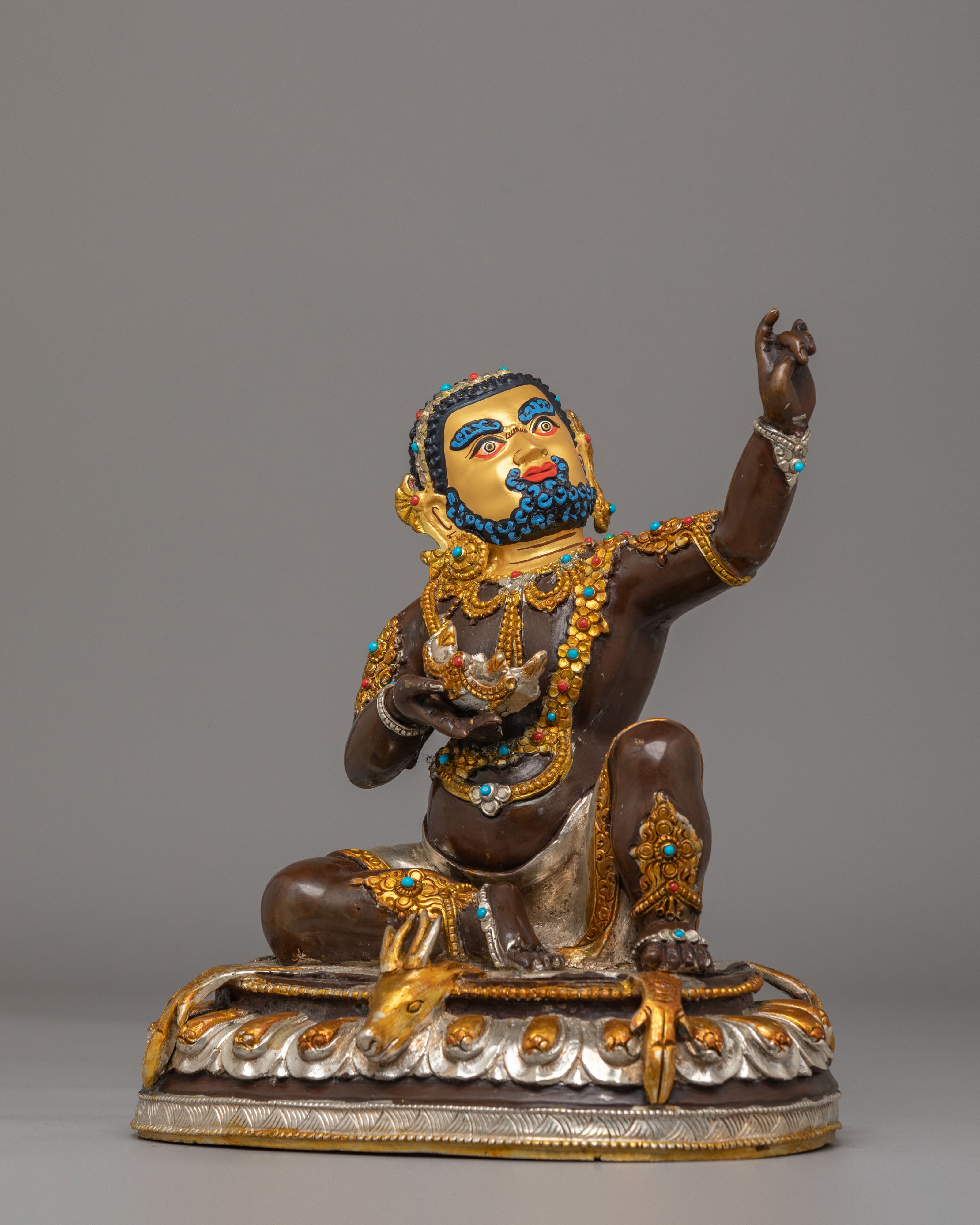 Mahasiddha Virupa Statue | 24K Gold Plated Buddhist Meditation Sculpture