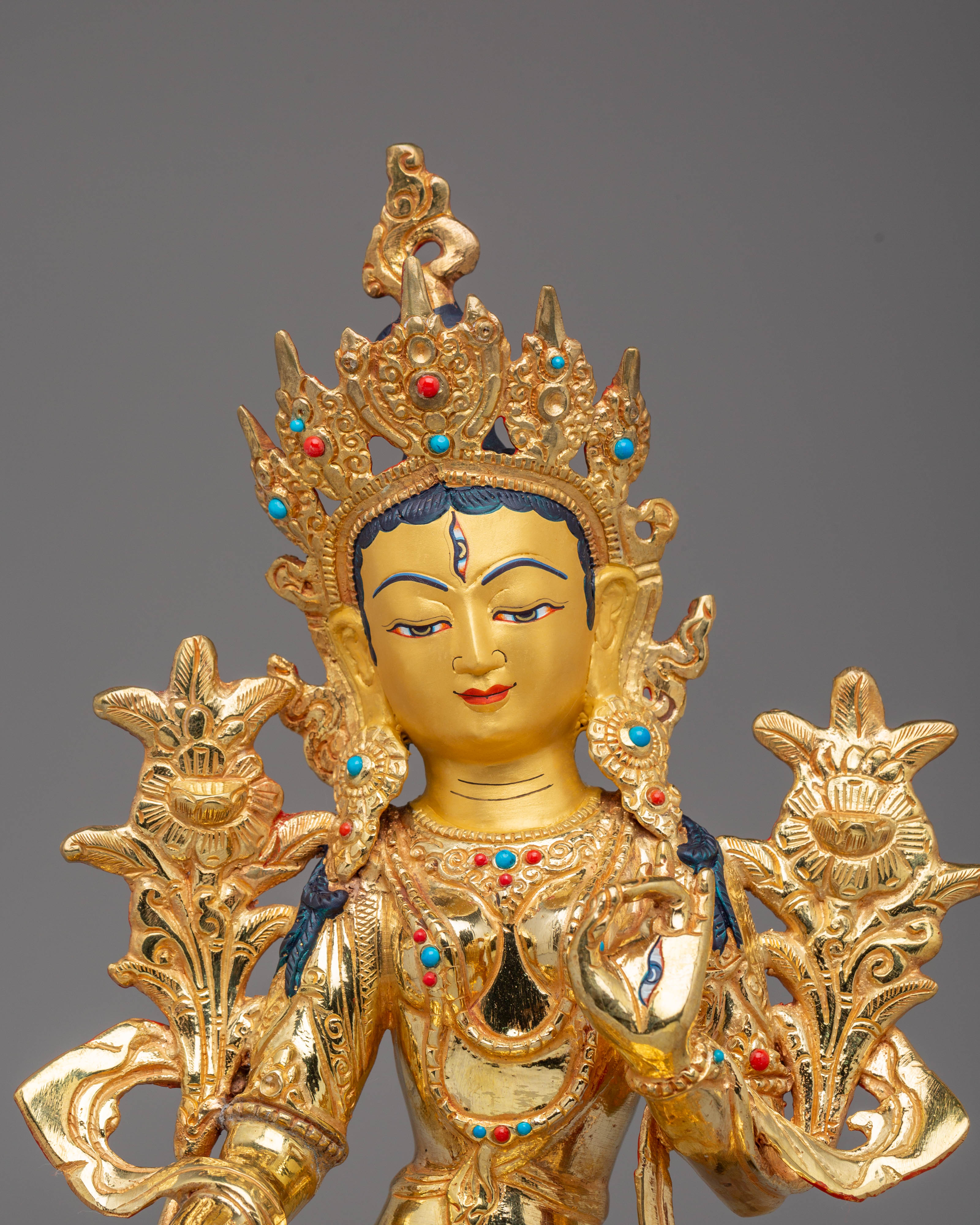 Handcrafted White Tara Copper Statue | Traditional Himalayan Artwork