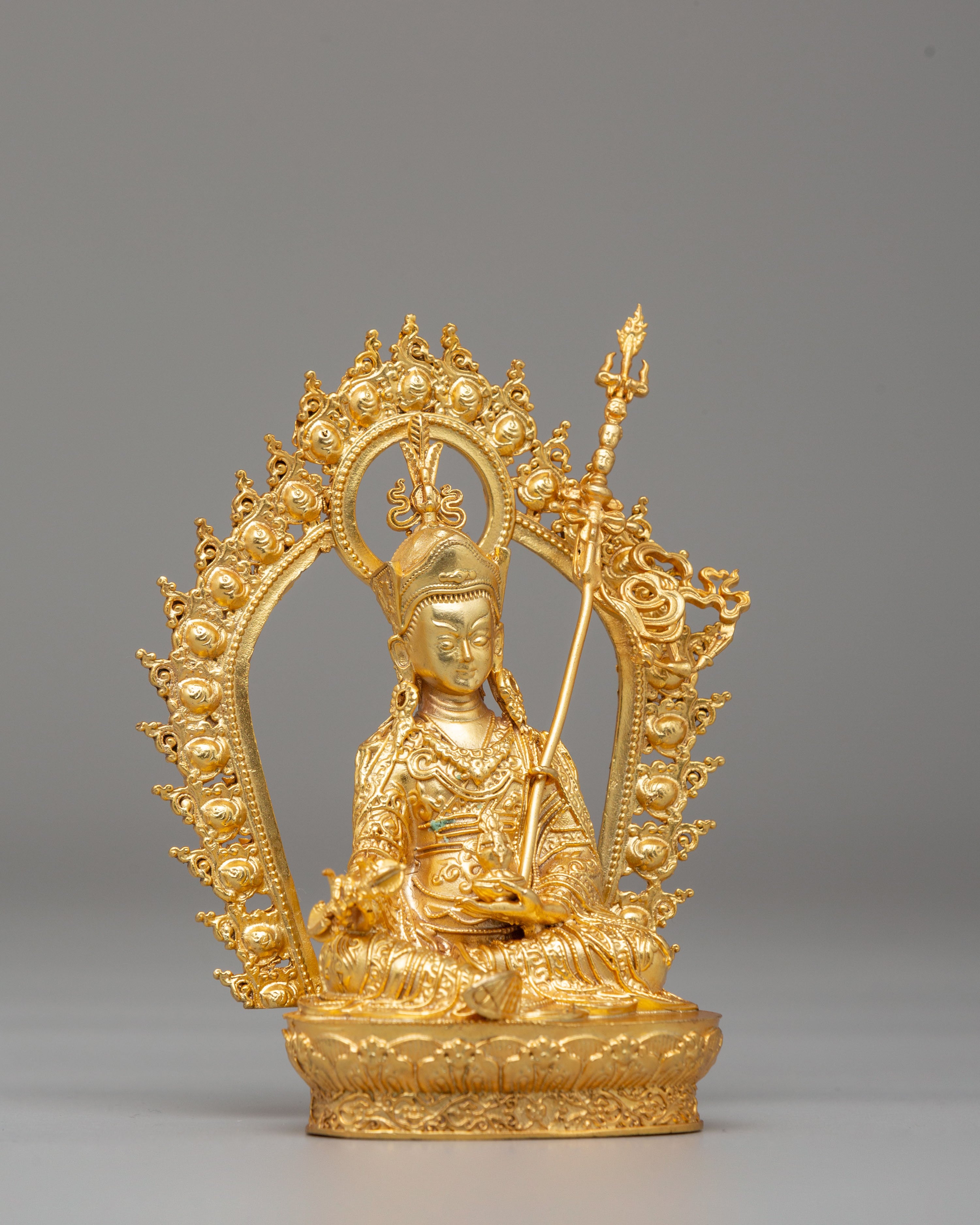 Padmasambhava Meditation Statue | Gold-plated copper statue