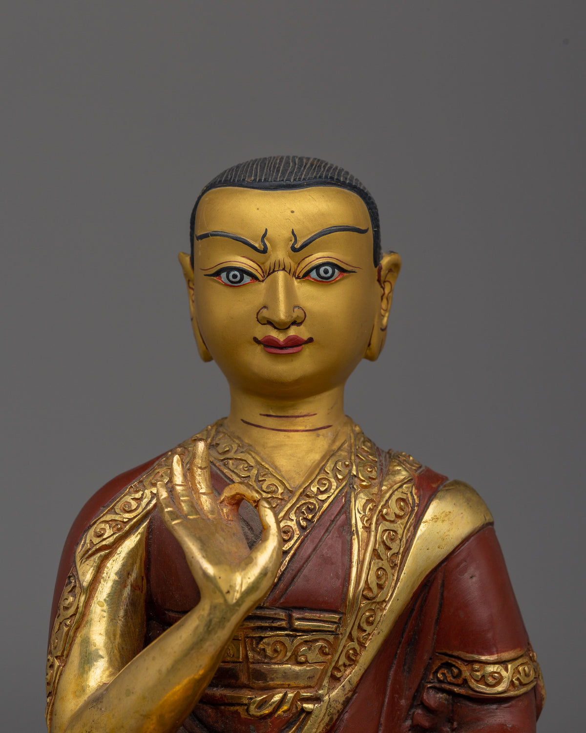 Handcrafted Sacred Tsongkhapa Set Statue | Tibetan Spiritual Artwork