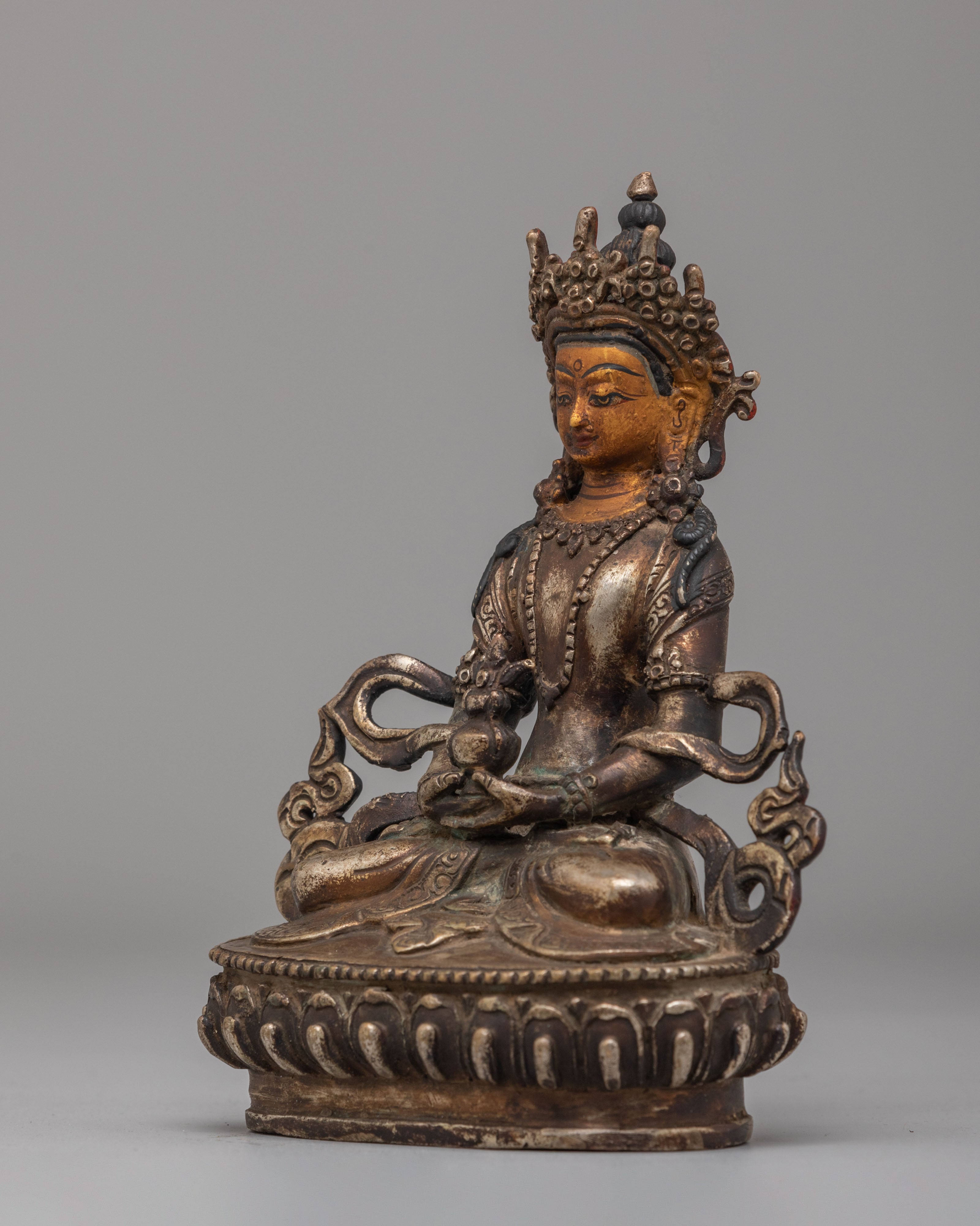 Amitayus Sculpture for Longevity | Antique Finish Buddhist Statue