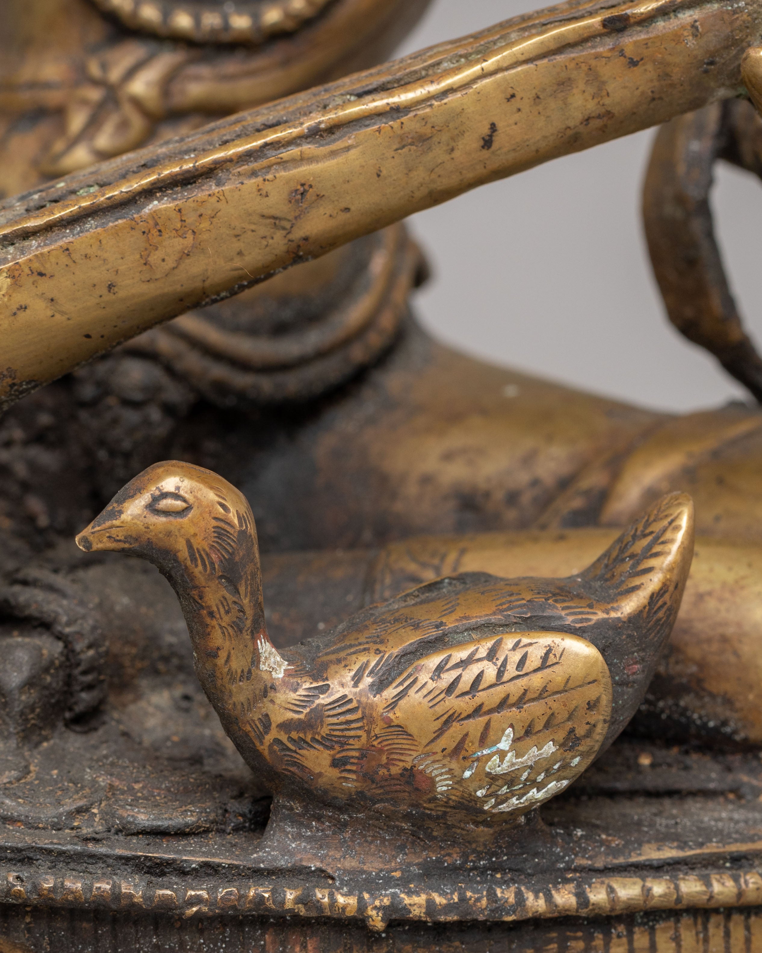 Handmade Saraswati Goddess Statue | Oxidized Copper Goddess of Knowledge