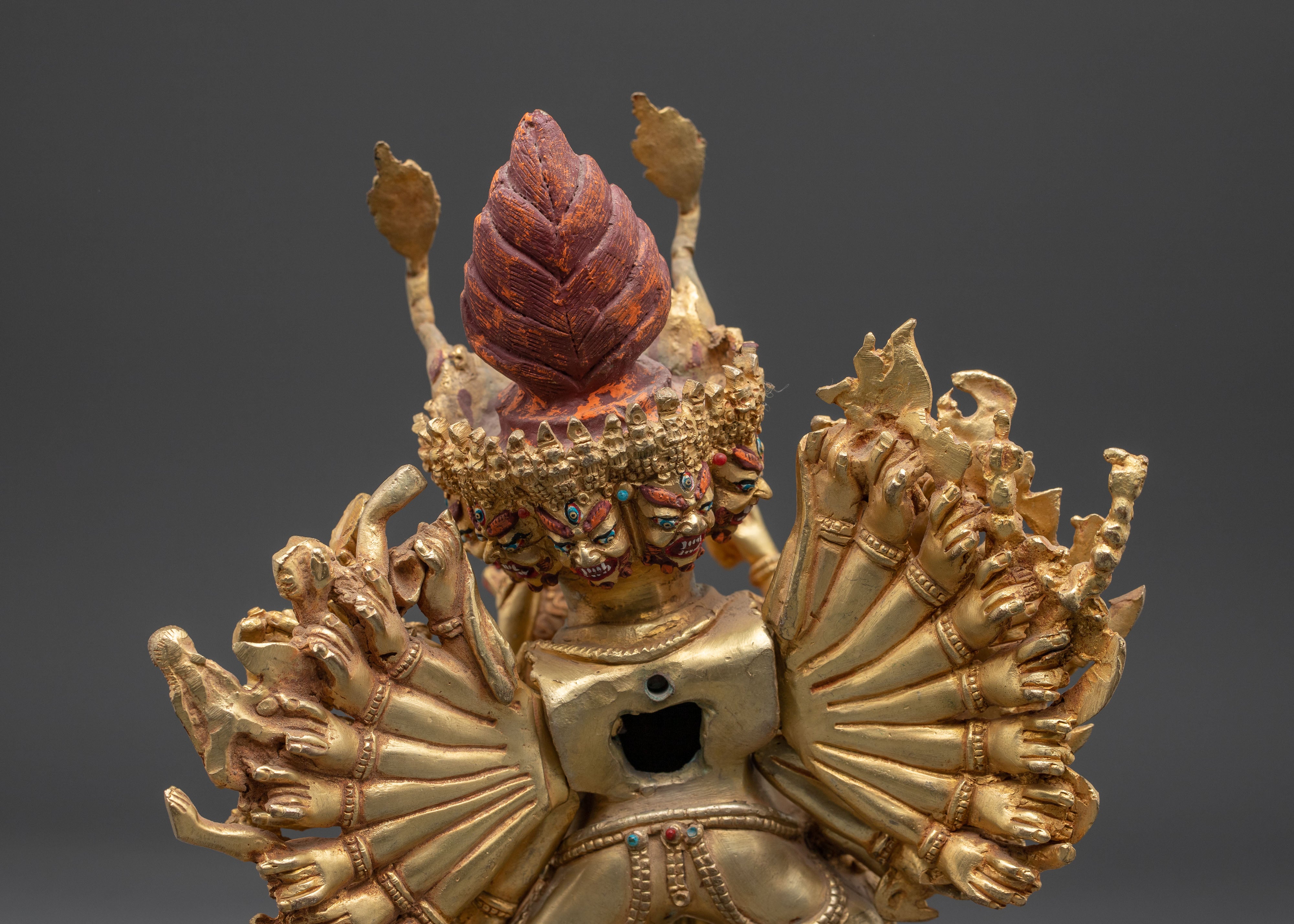 Tibetan Yamantaka With Consort Statue | Wrathful Deity Sculpture