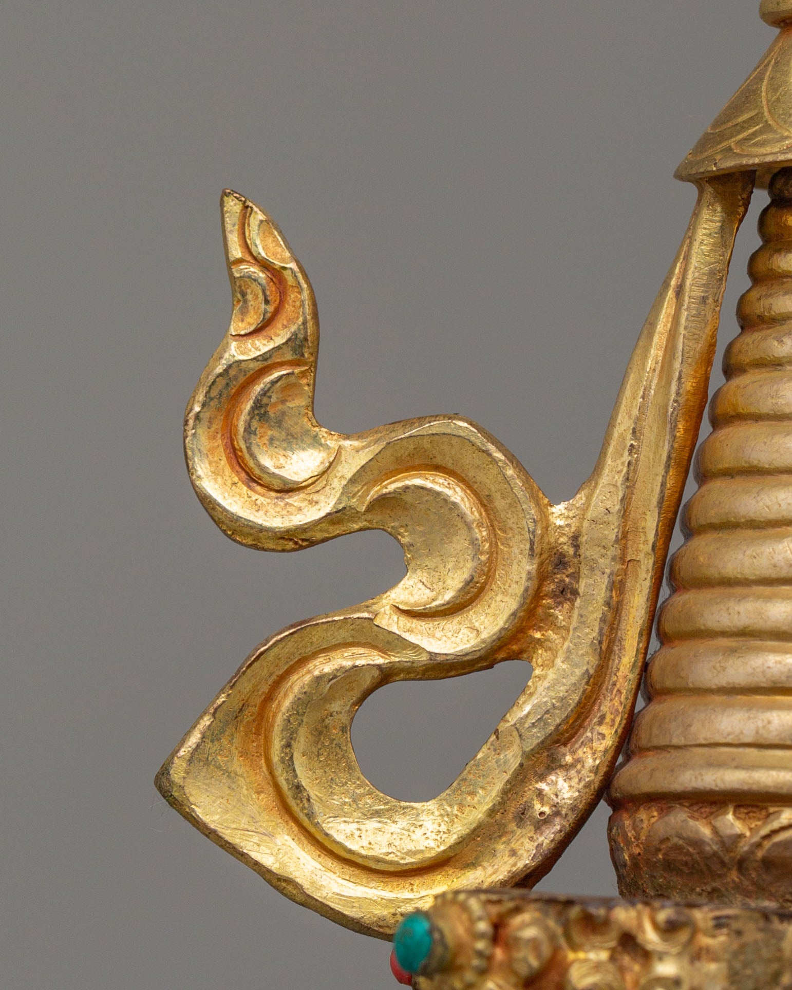 Handcrafted Altar Enlightenment Stupa | Tibetan Copper Spiritual Sculpture