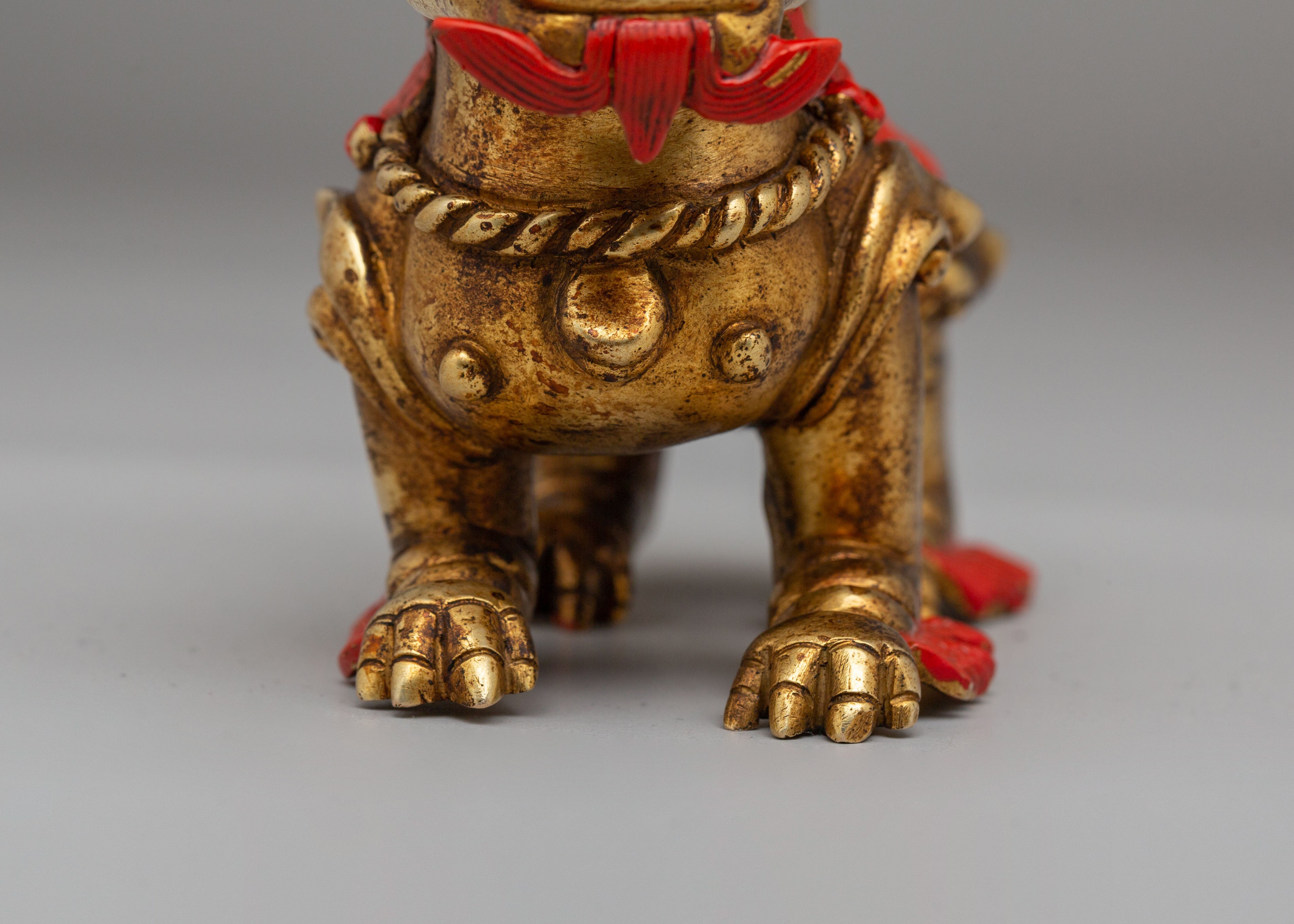 Traditional Decorative Lion Set | Handcrafted Copper Lion Figurines