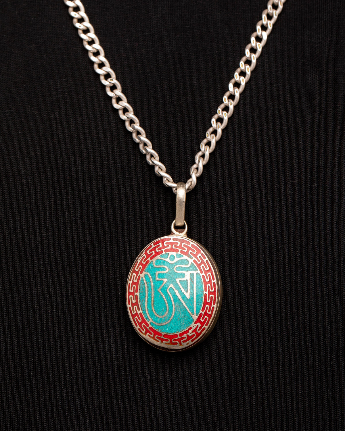 Handmade Om Symbol Locket | Spiritual Coral and Turquoise Jewelry