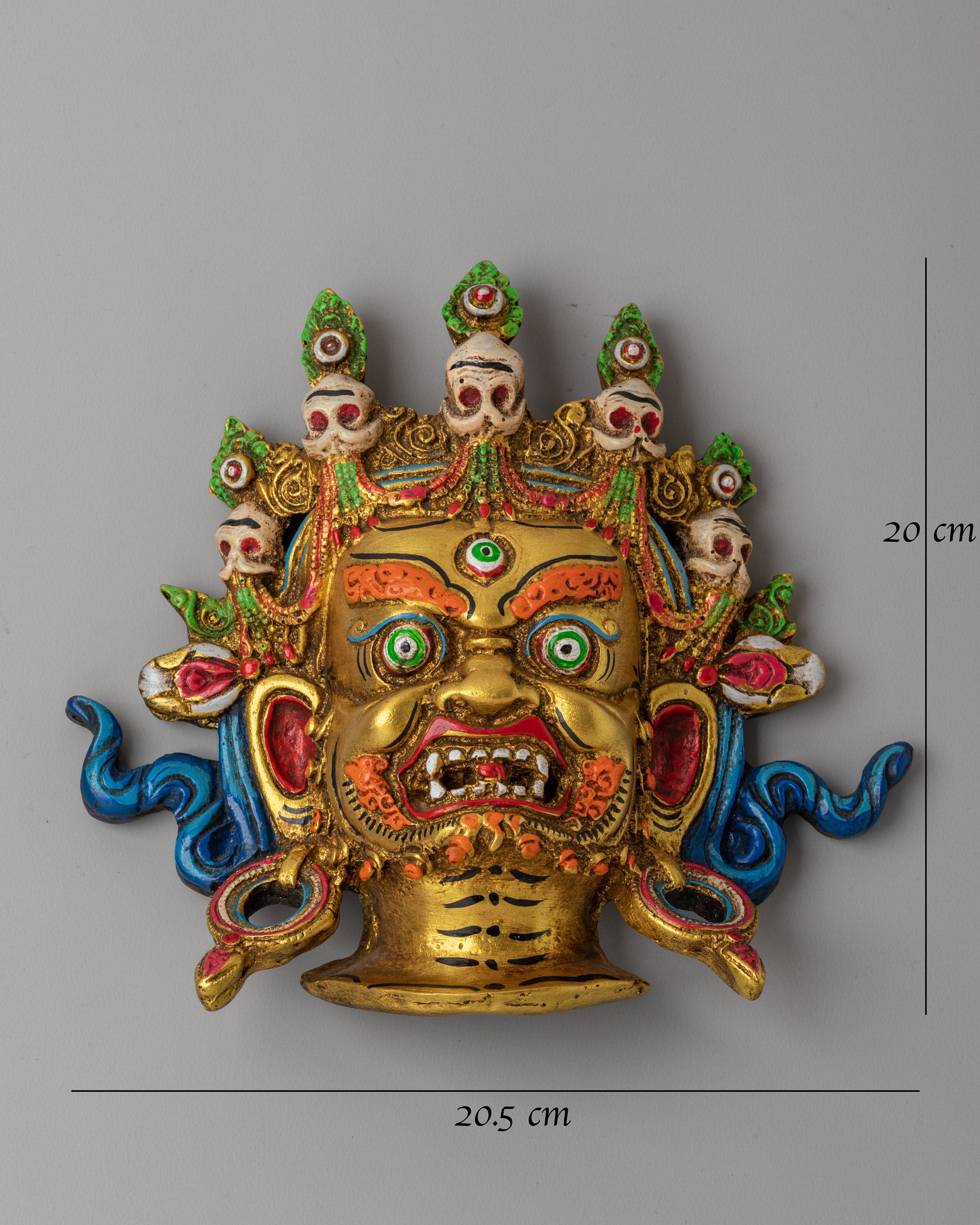 Handcrafted Bhairav Wall Hanging | Wrathful Deity Protection Mask for Sacred Space