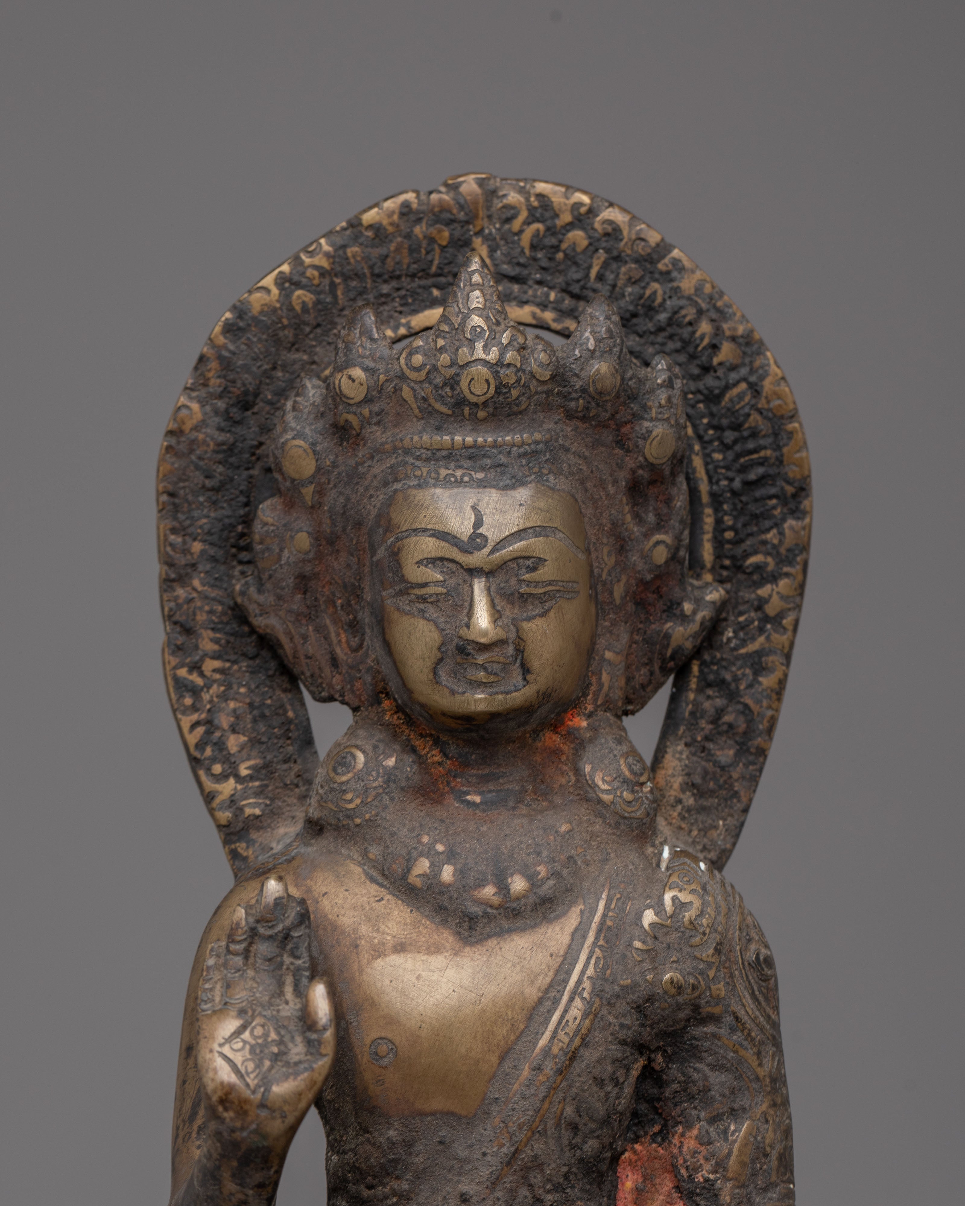 Handmade Buddhist Dipankara Buddha Statue | Antique Brass Buddha Sculpture