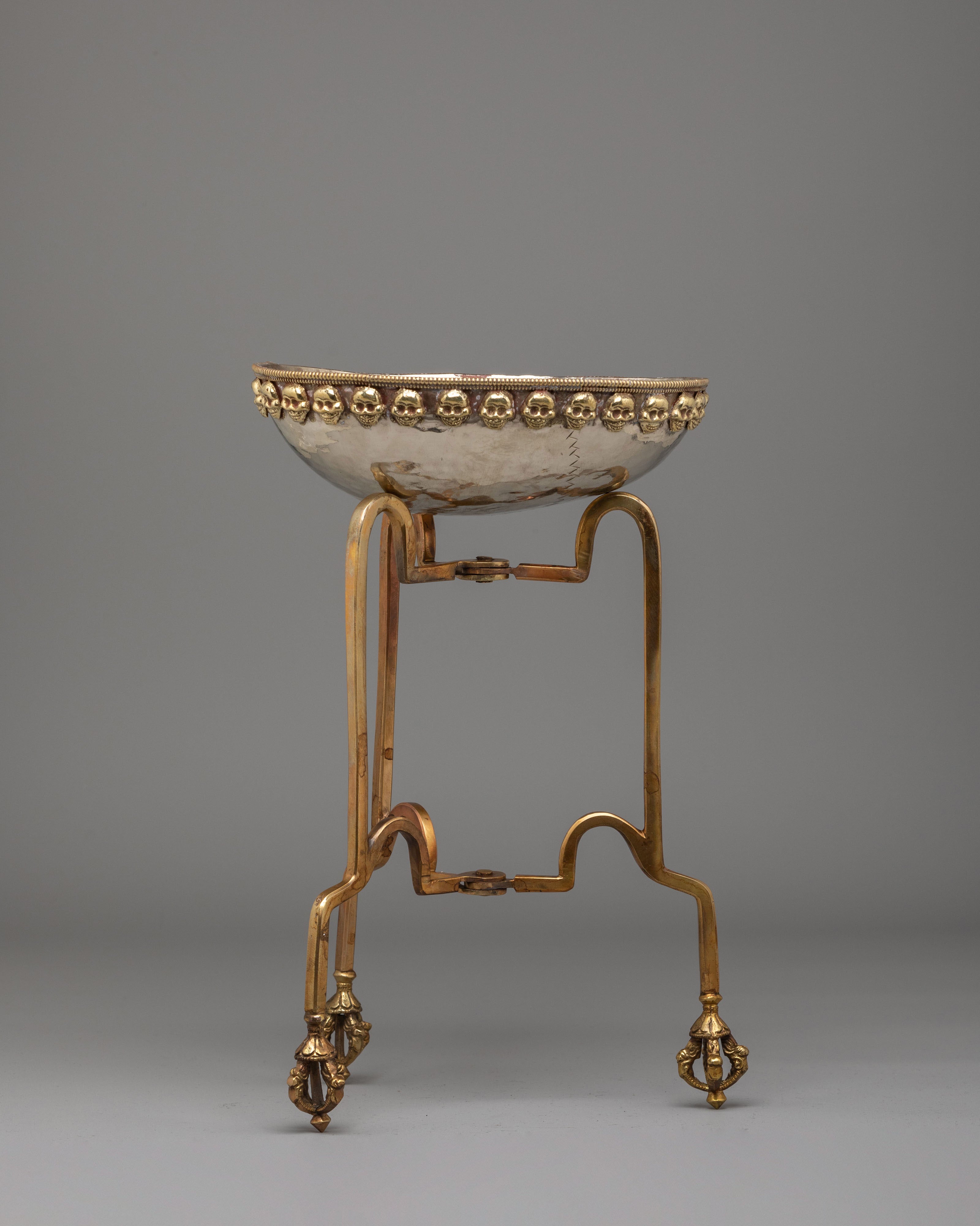 Buddhist Altar Kapala With Stand | Skull Cup for Tantric Rituals