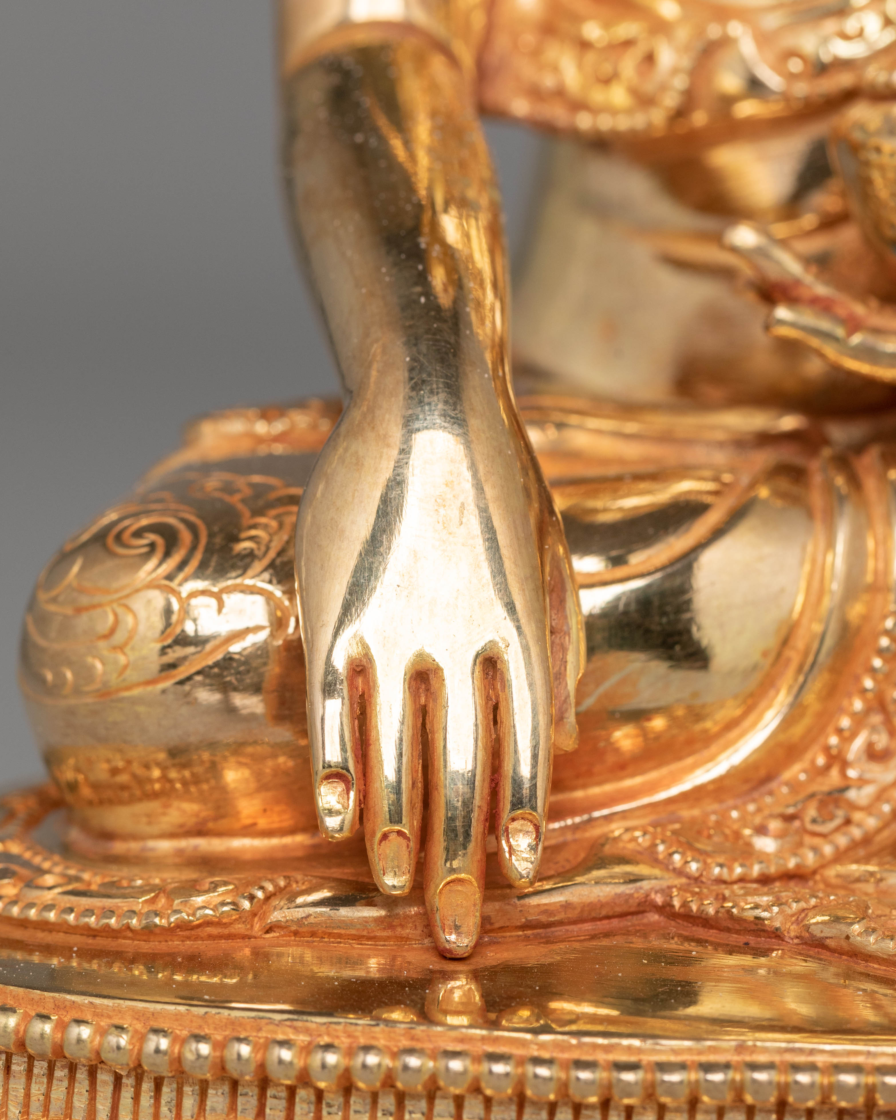 Shakyamuni Buddha Copper Statue for Decor | 24K Gold Plated Tibetan Art