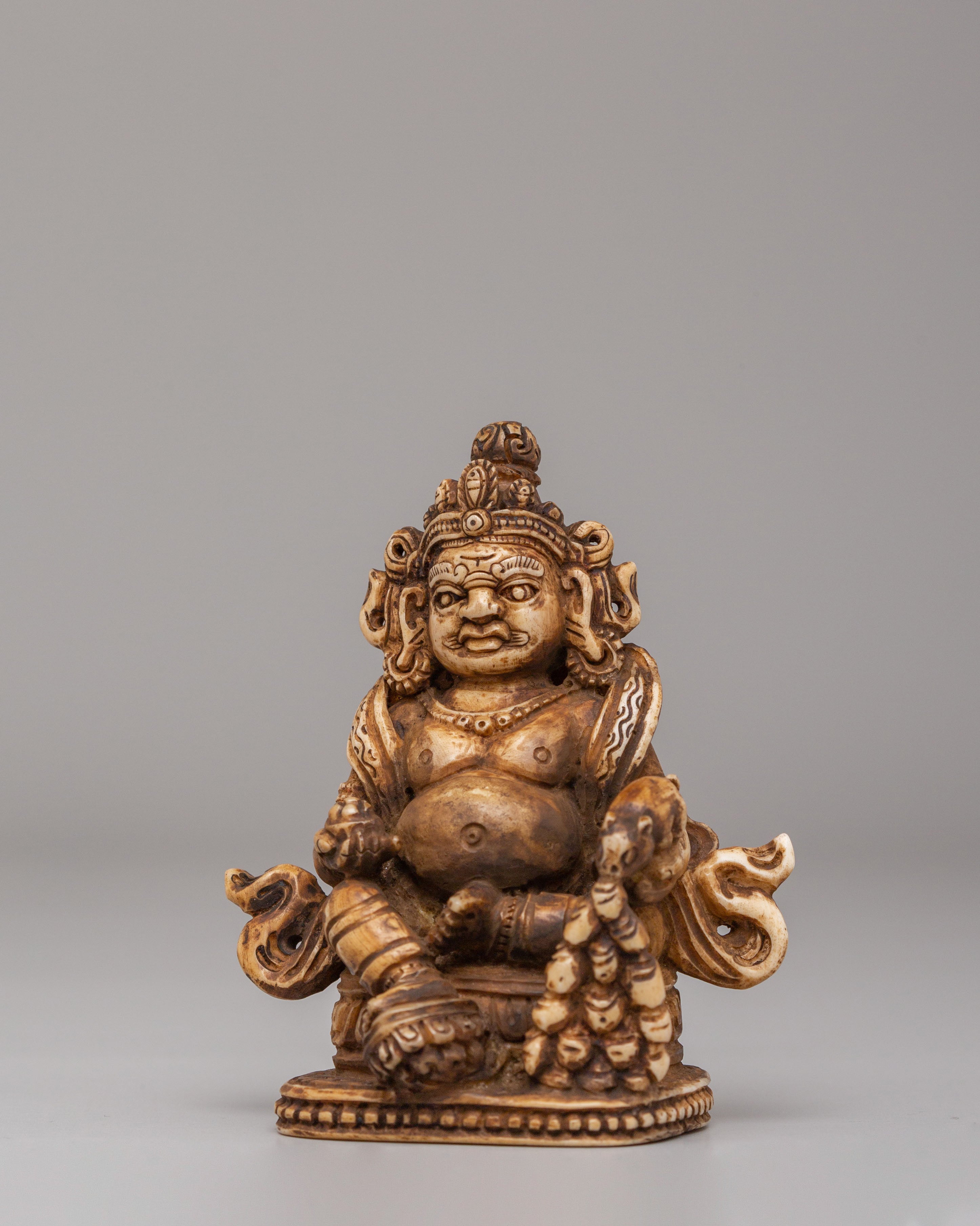 Buddhist Dzambhala Wealth Deity Sculpture | Buffalo Bone Buddhist Sculpture