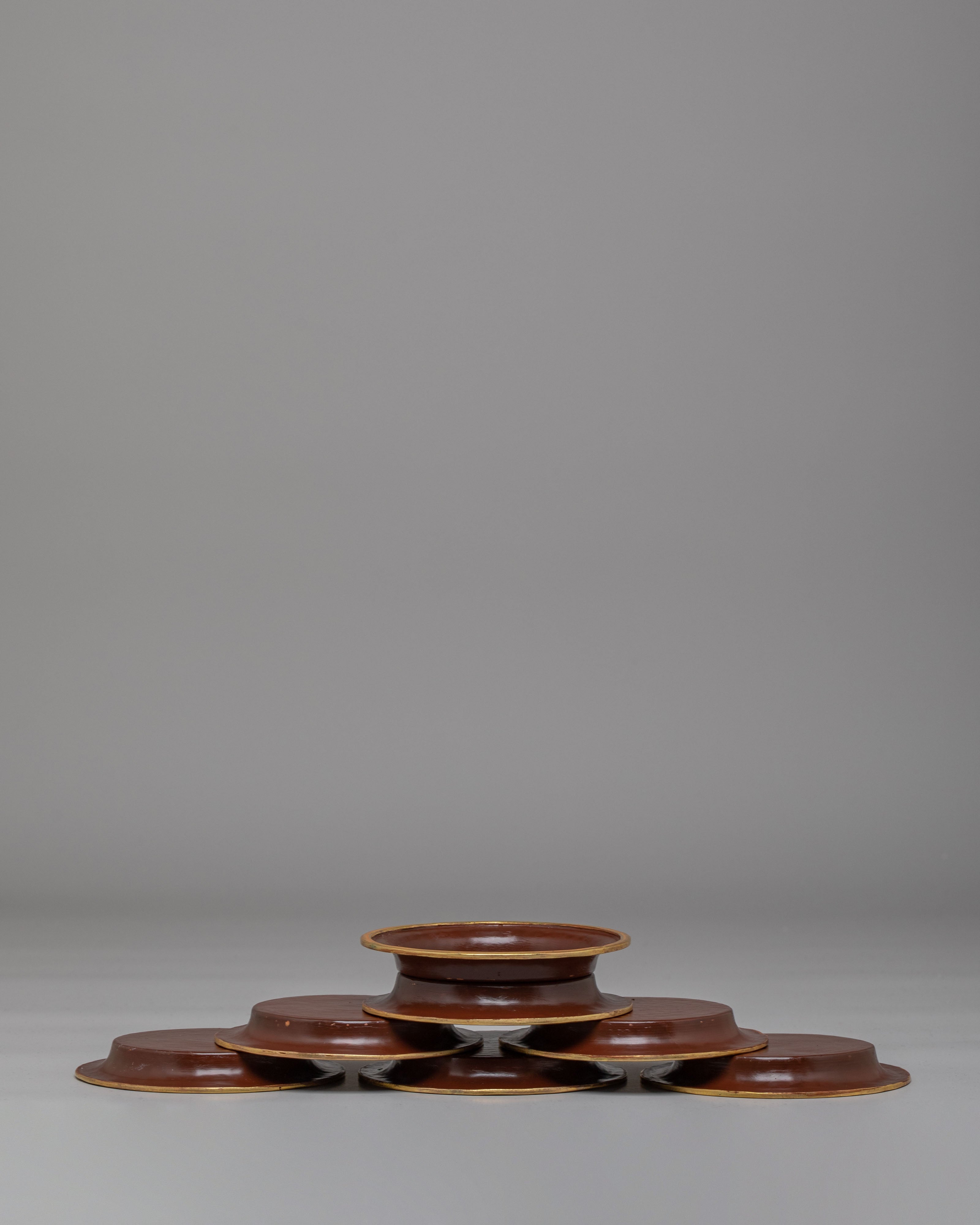 Tibetan Ritual Water Offering Set | Pot, Stand, Plates