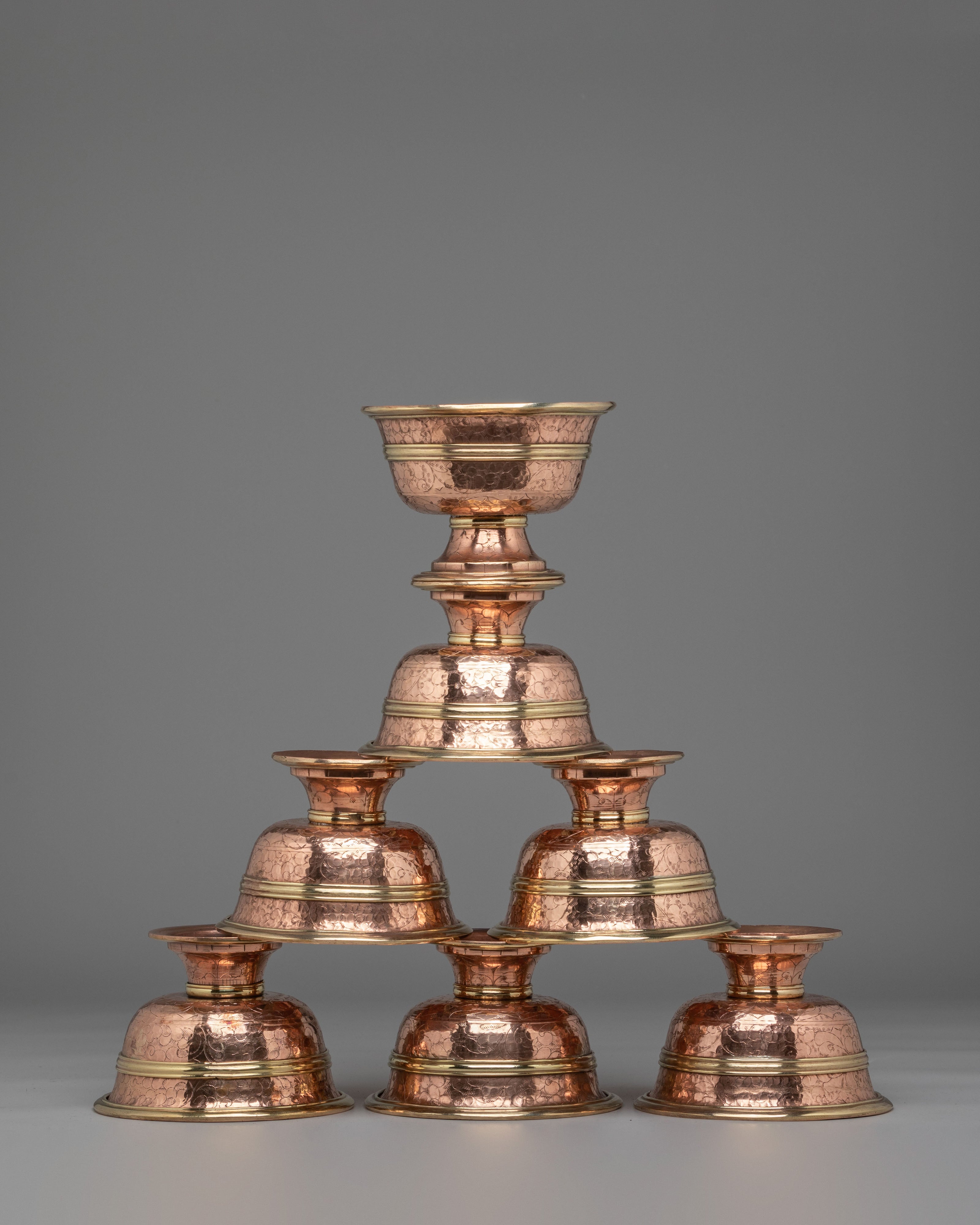 Handmade Ritual Offering Bowls Set | Tibetan Buddhist Altar Decor