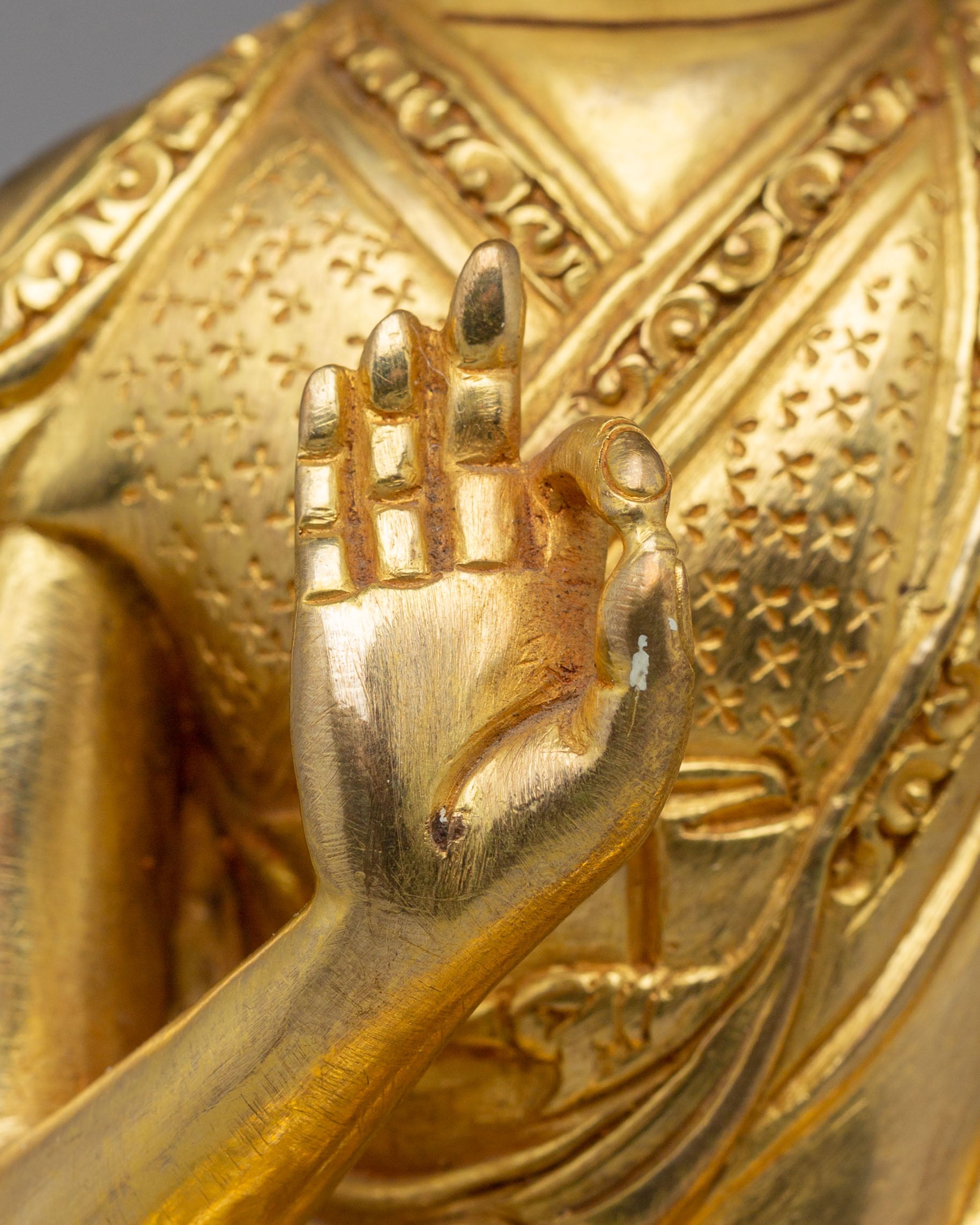 Buddhist Lama Tsongkhapa Set Statue | 24K Gold Plated Buddhist Sculpture