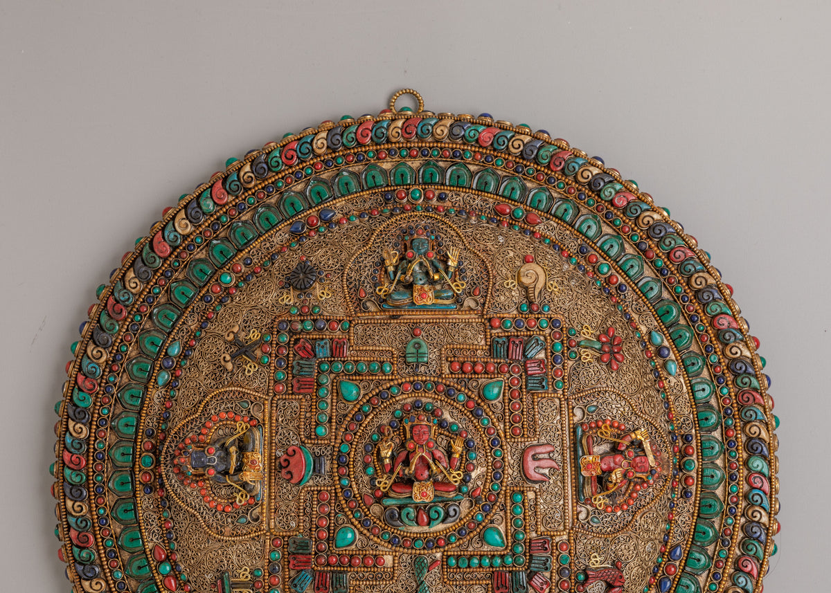 Four Armed Chenrezig Mandala Wall Art | Traditional Himalayan Artwork