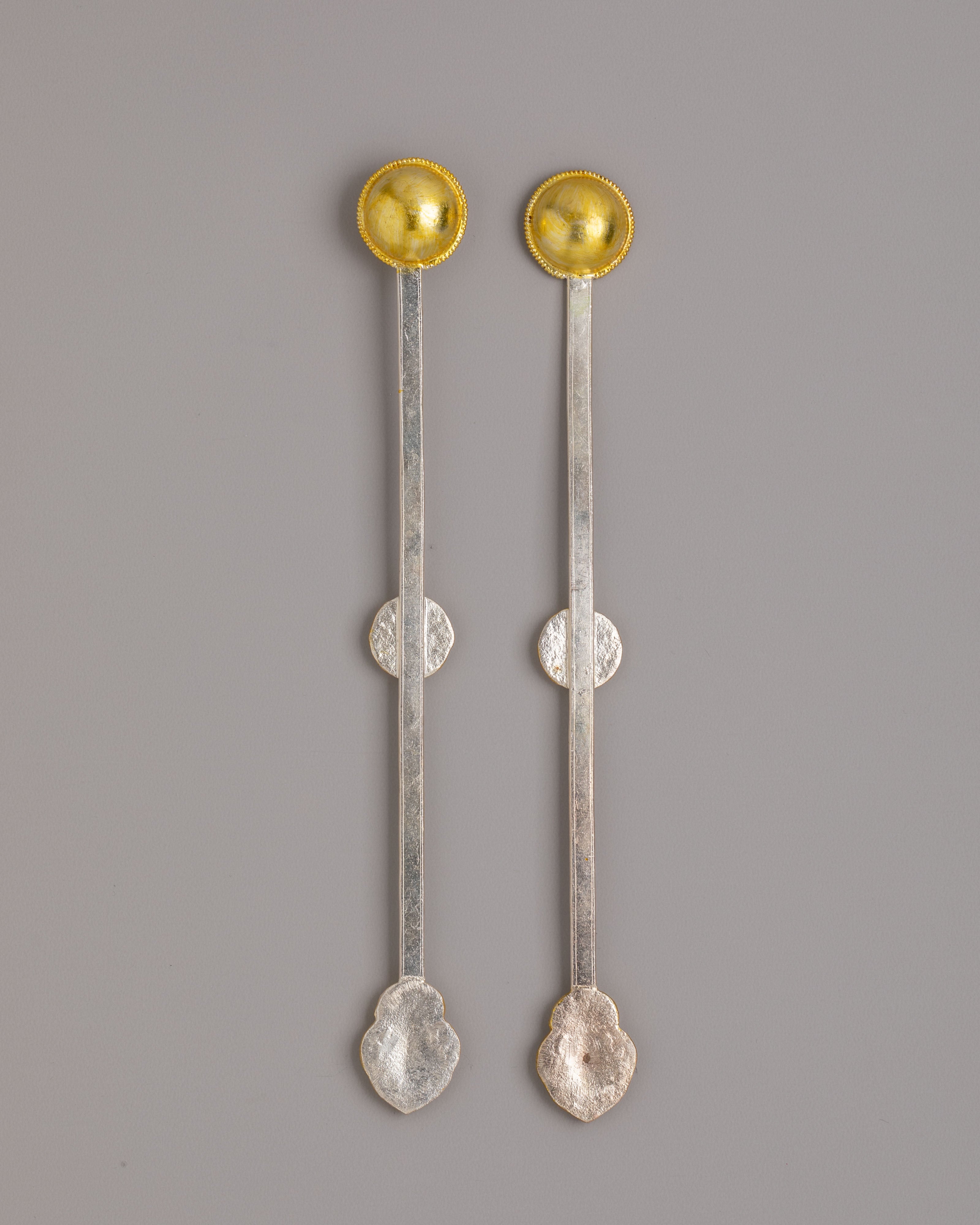 Handmade Spoon Set | Silver Gold Plated Ritual Tools for Altar and Meditation