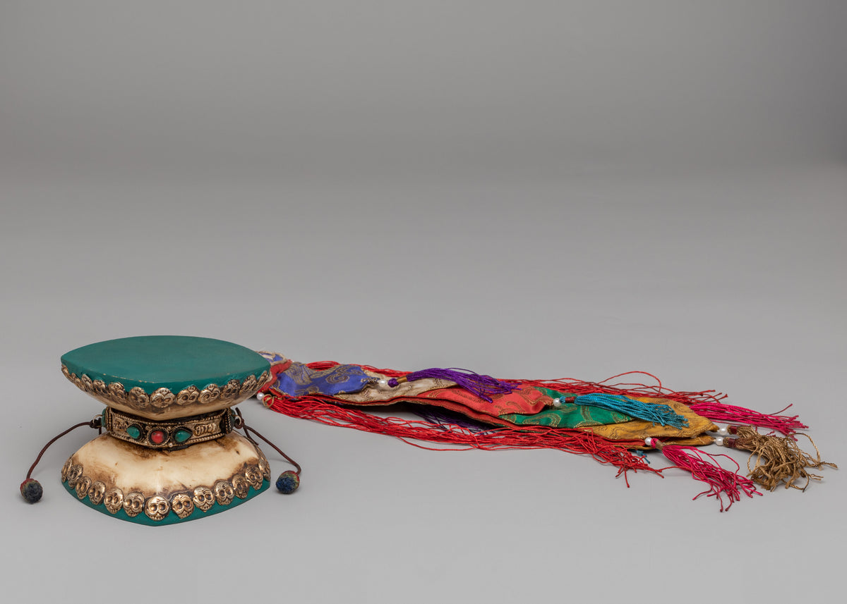 Buddhist Damaru For Ritual | Tibetan Double-Sided Damaru