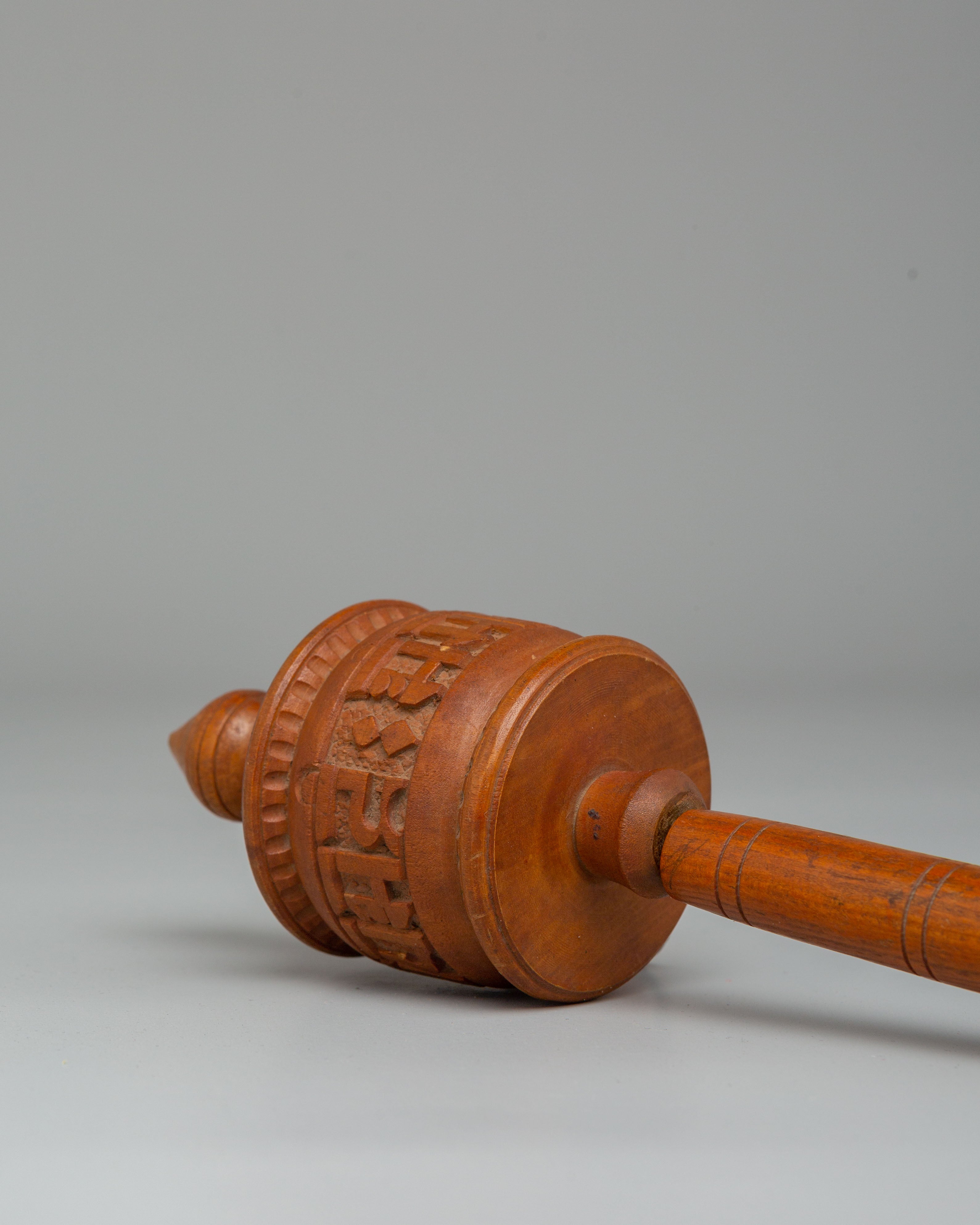 Wooden Himalayan Ritual Prayer Wheel | Buddhist Spiritual Decor for Prayer