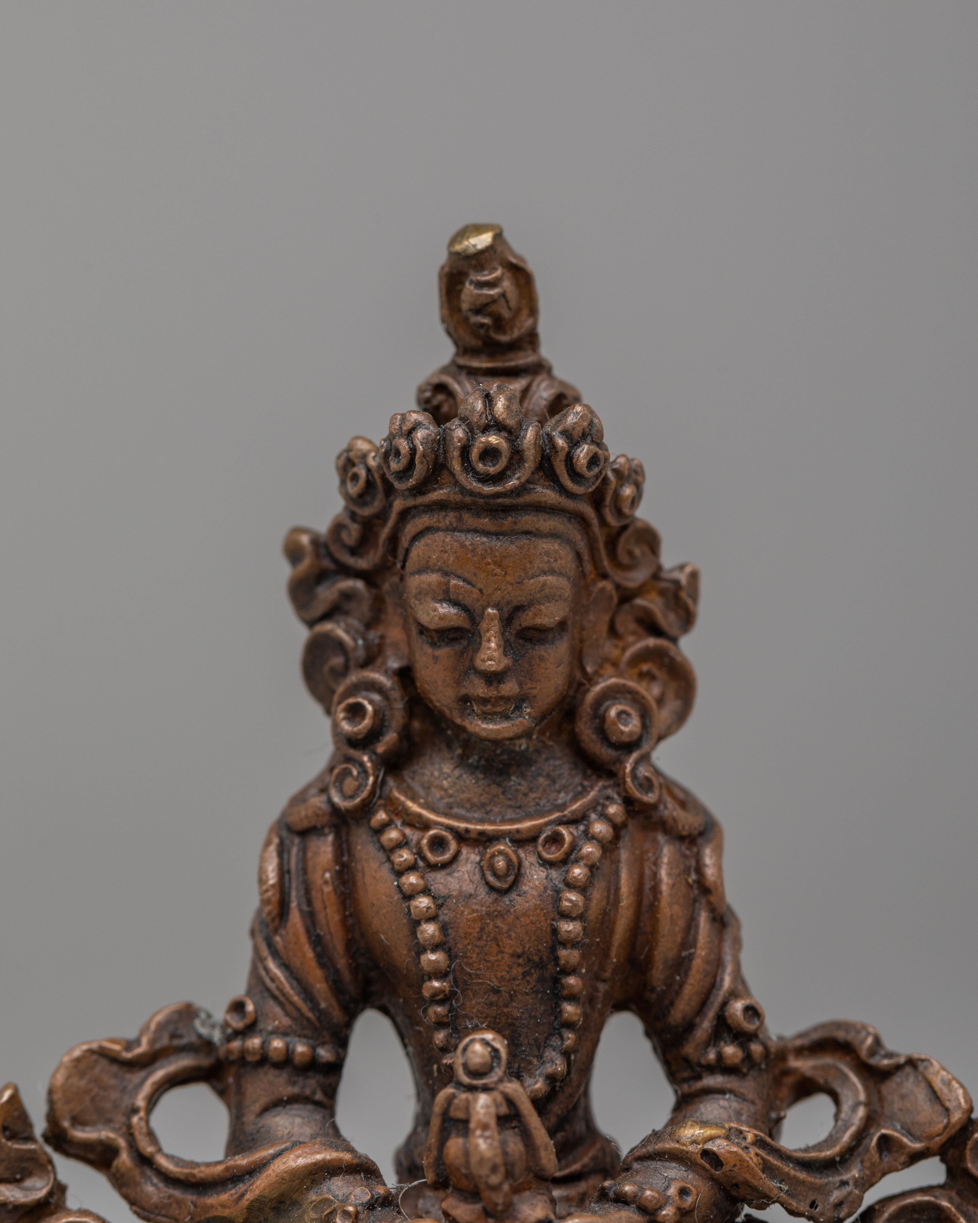 Himalayan Amitayus Buddha Statue | Handmade Oxidized Copper Sculpture