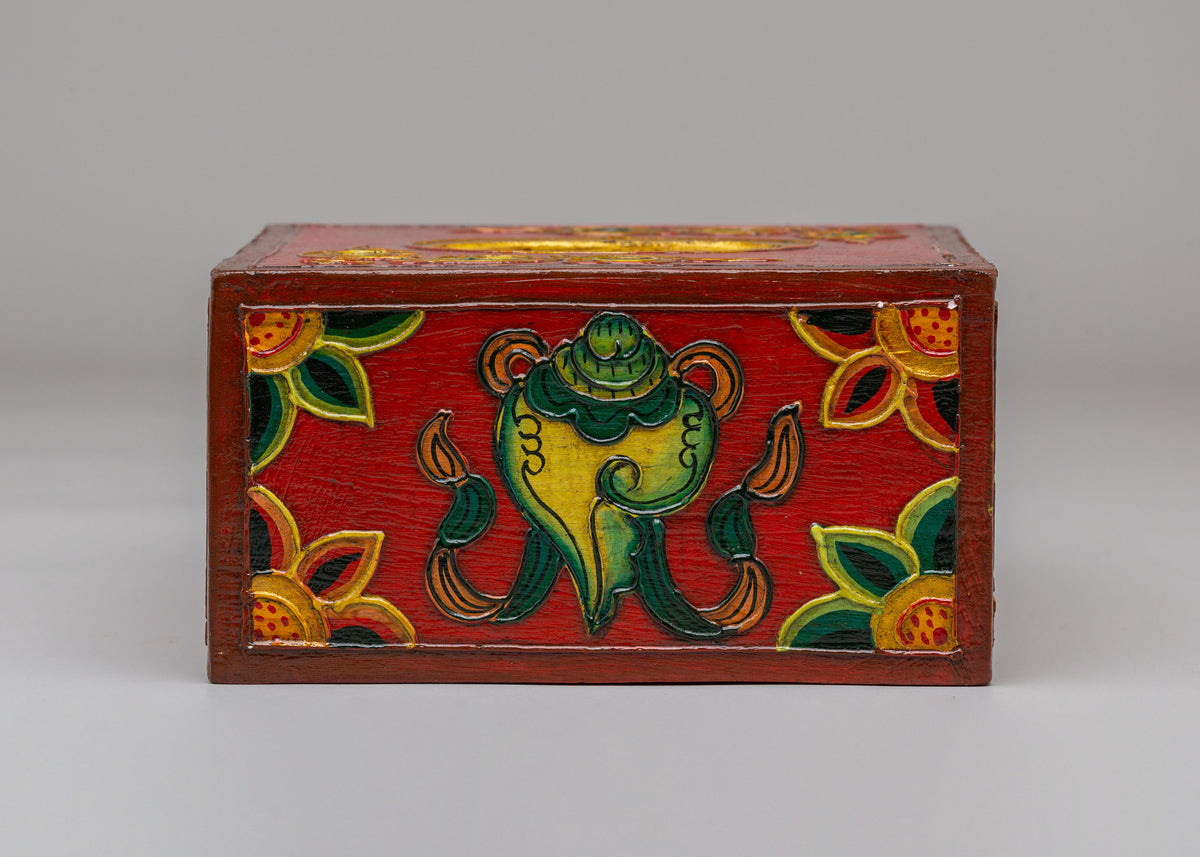 Tibetan Decorative Tissue Box | Handcrafted Wooden Tissue Holder