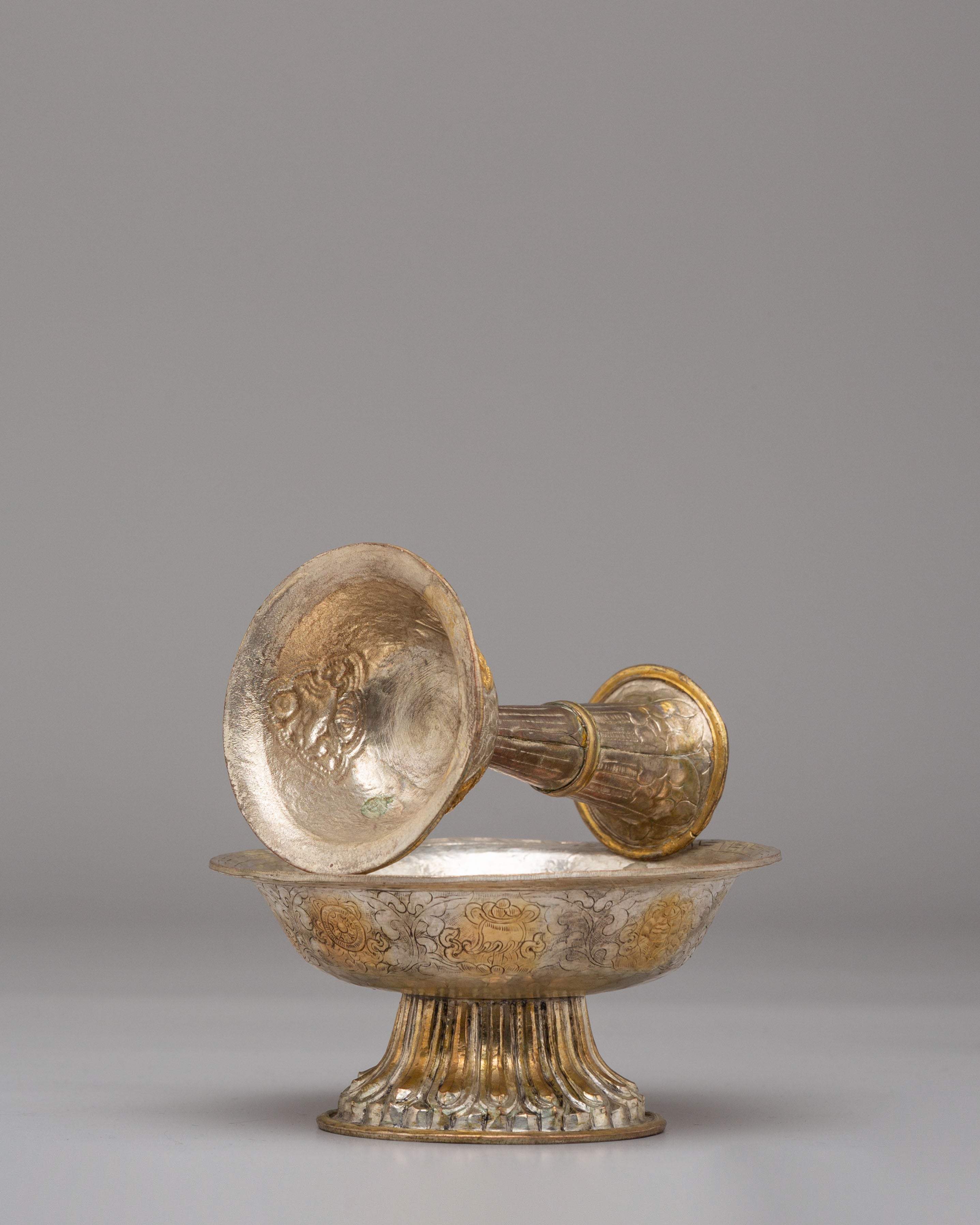 Handmade Tibetan Ritual Serkyem | Copper Buddhist Offering Vessel