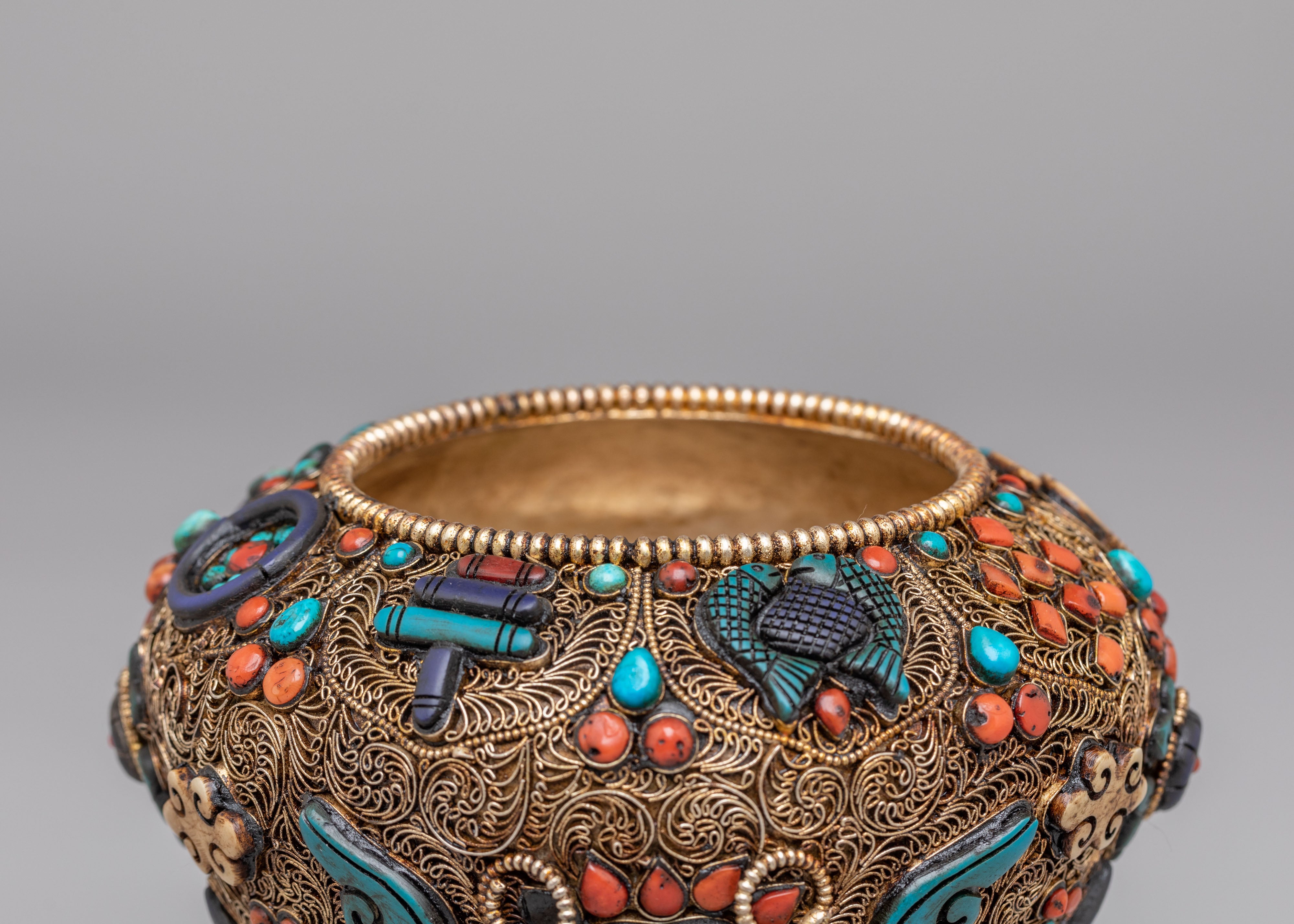 Buddhist Ceremonial Rice Pot Vessel | Spiritual Symbolism for Blessings