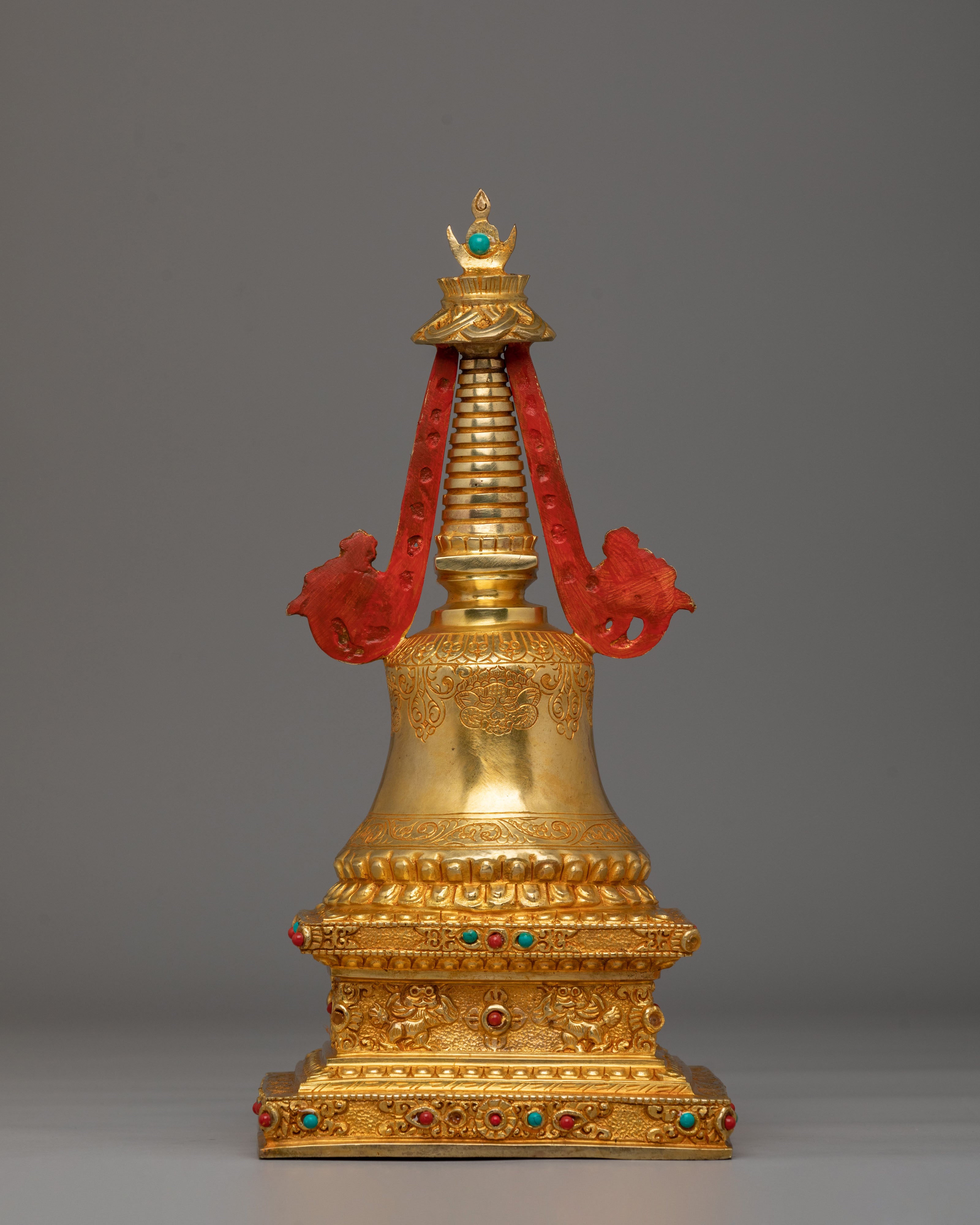 Handmade Parinirvana Stupa | Gold Plated Statue