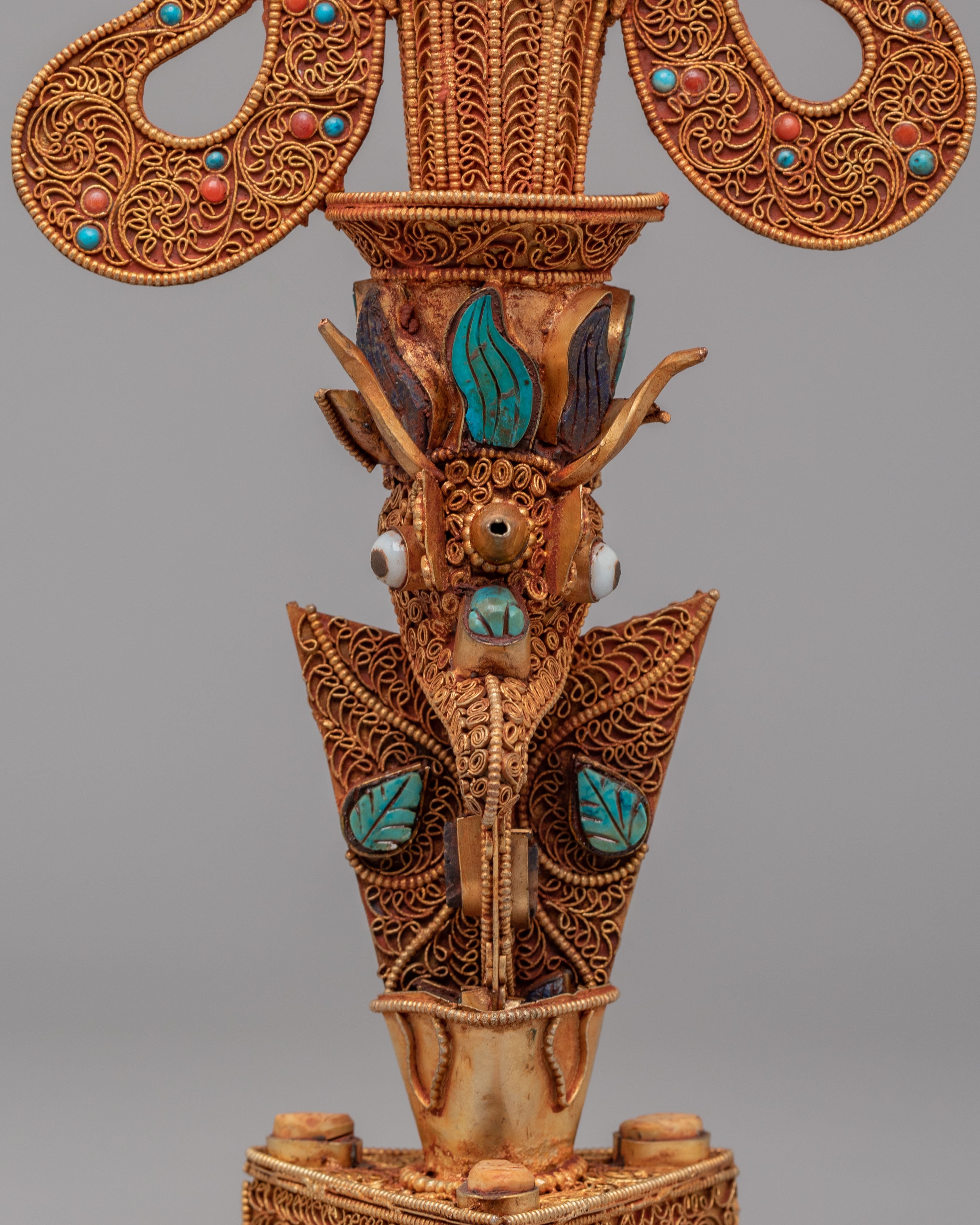 Handcrafted Himalayan Phurba for Ritual | Tibetan Dagger with Bone Carvings