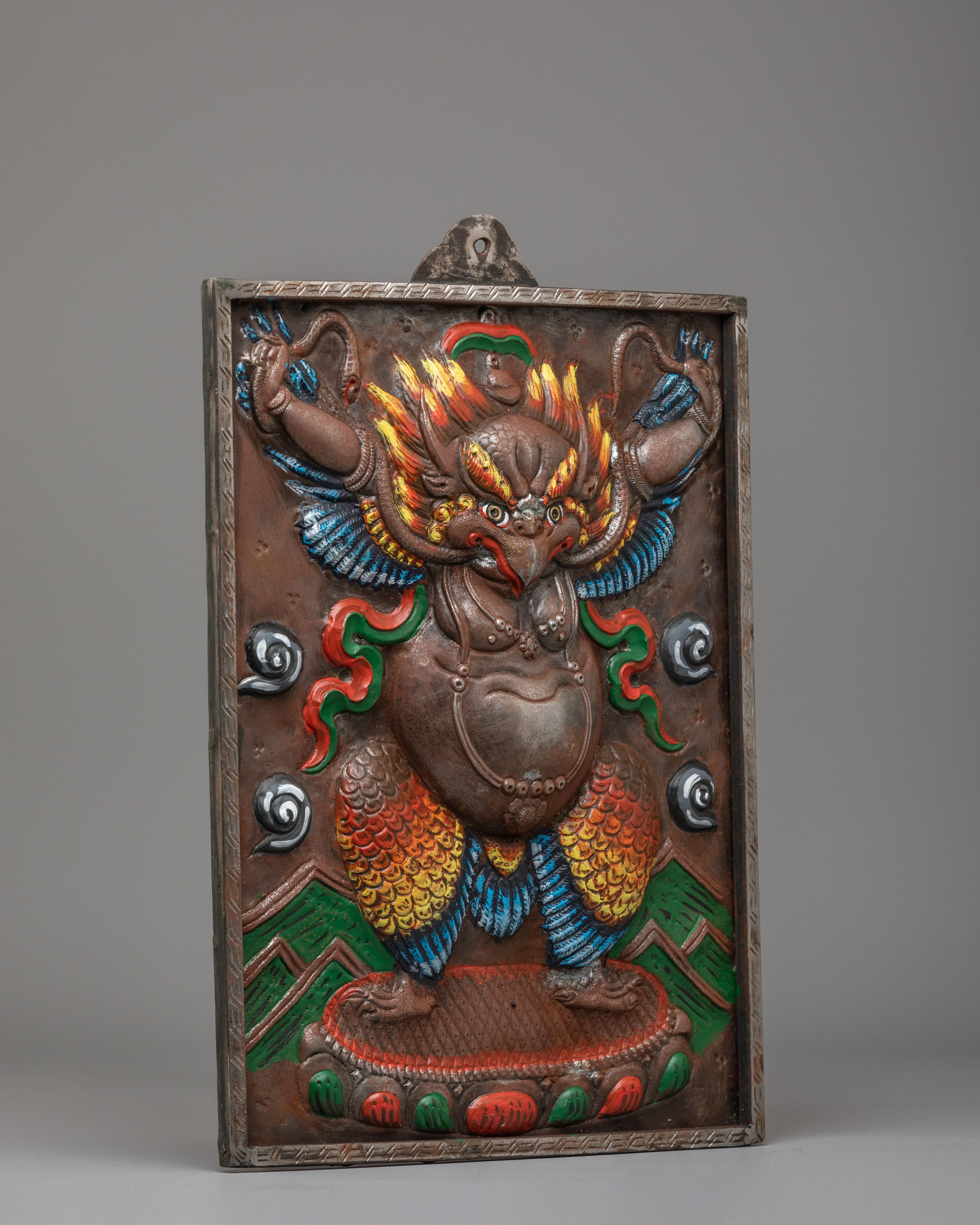 Protector Deity Garuda Wall Hanging | Iron Buddhist Artwork