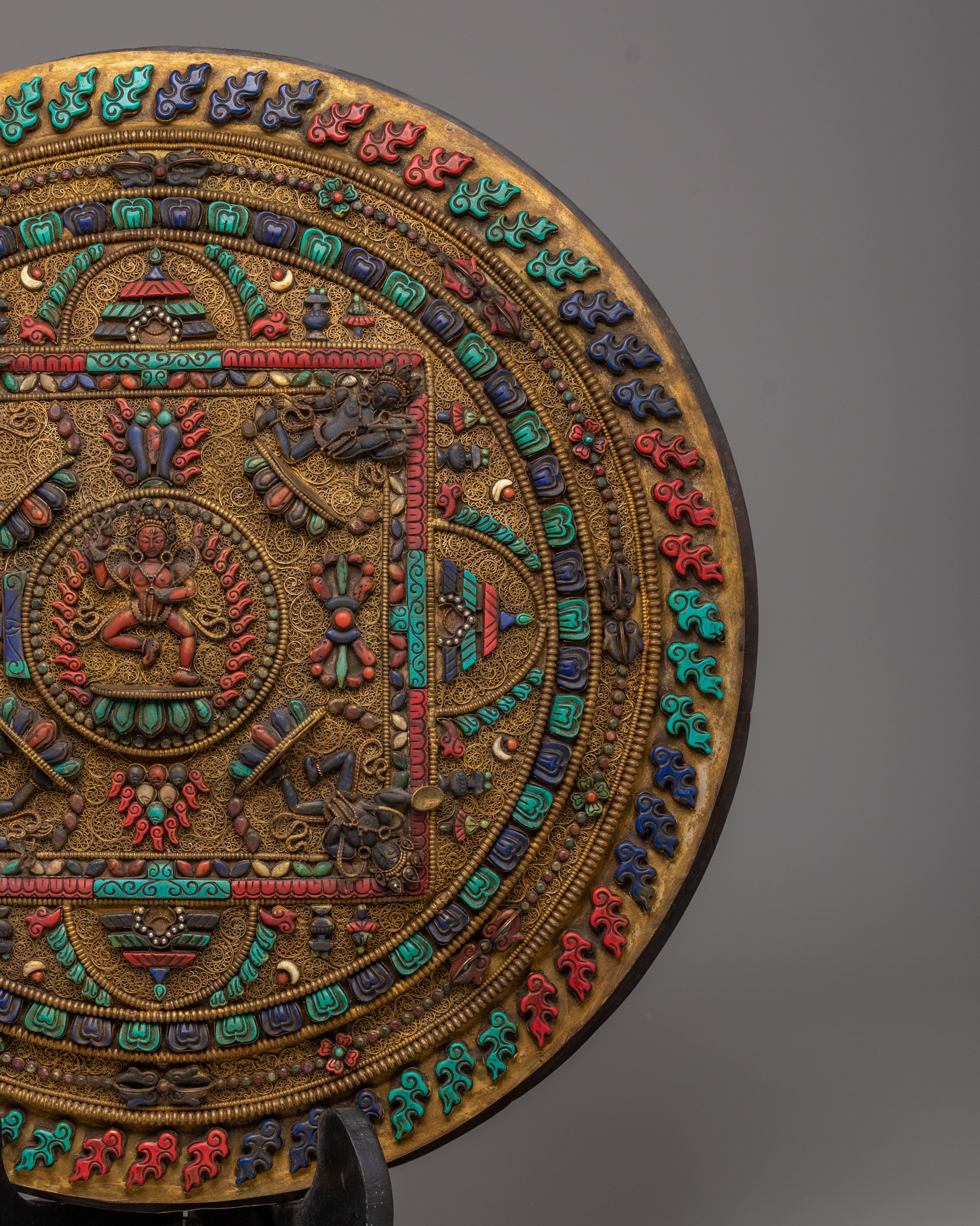 Nepalese Mandala with Stand | Copper Mandala Art
