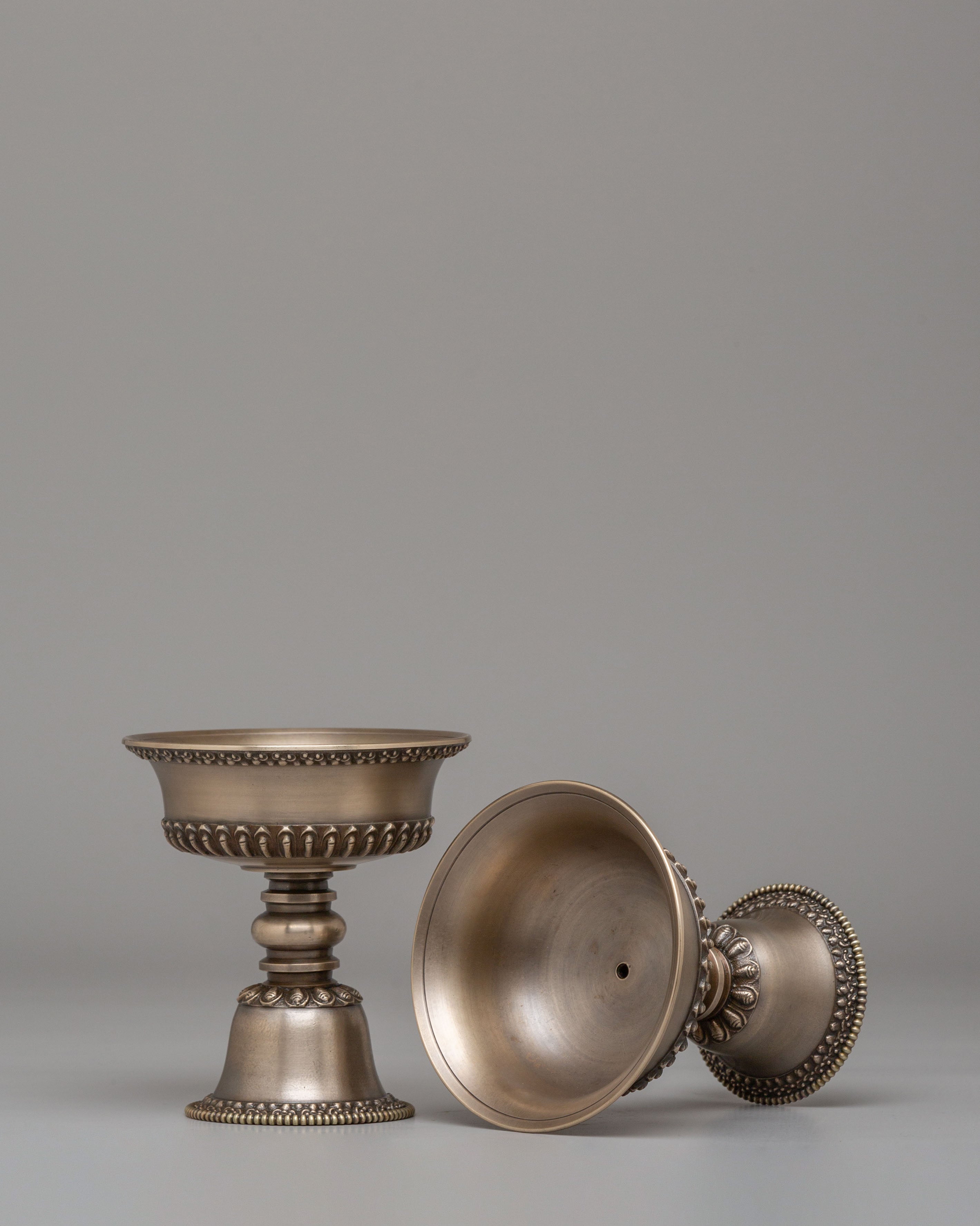 Traditional Ritual Butter Lamp Set | Copper Altar Lamps