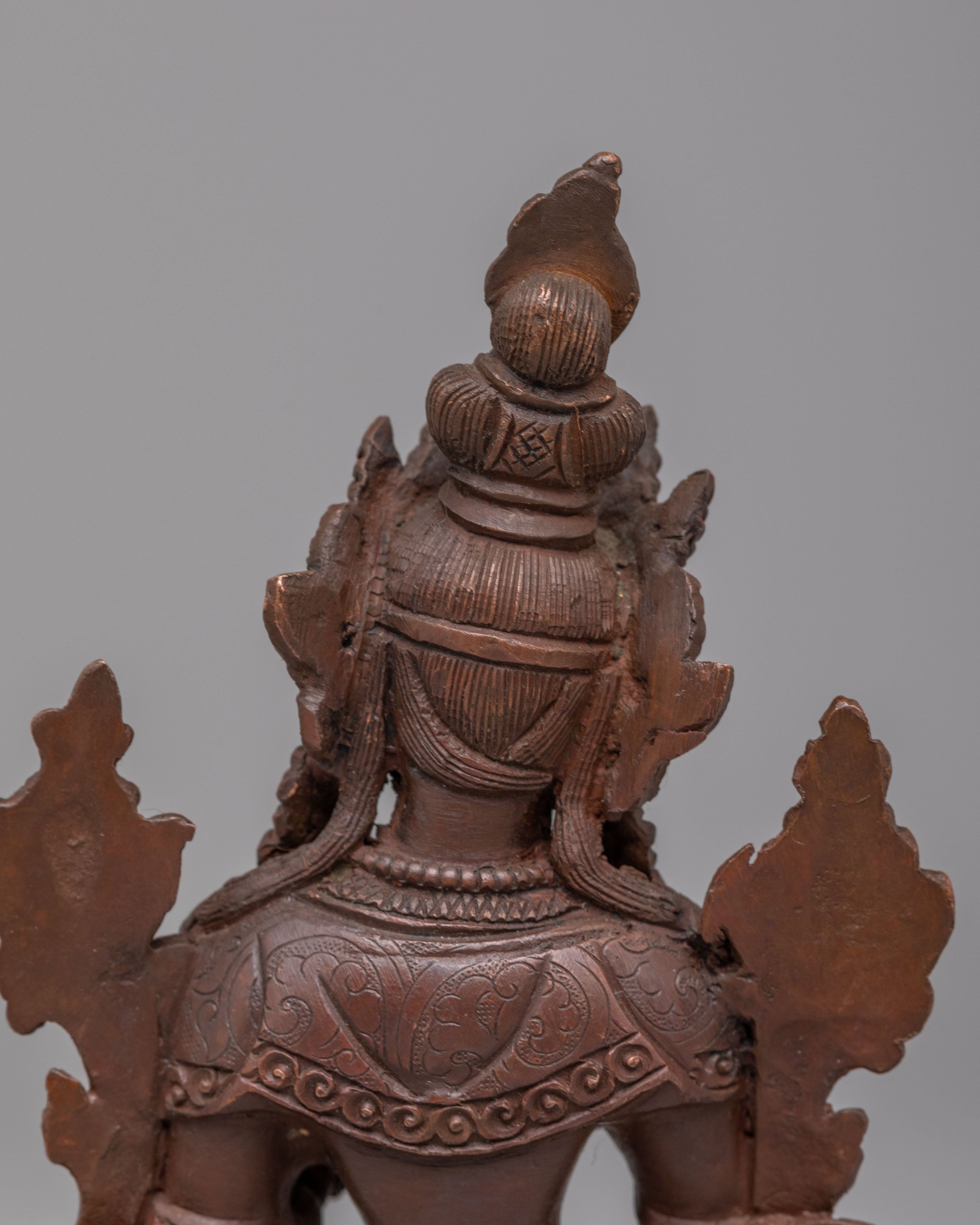 Himalayan White Tara Sculpture | Handcrafted Oxidized Copper Statue for Meditation