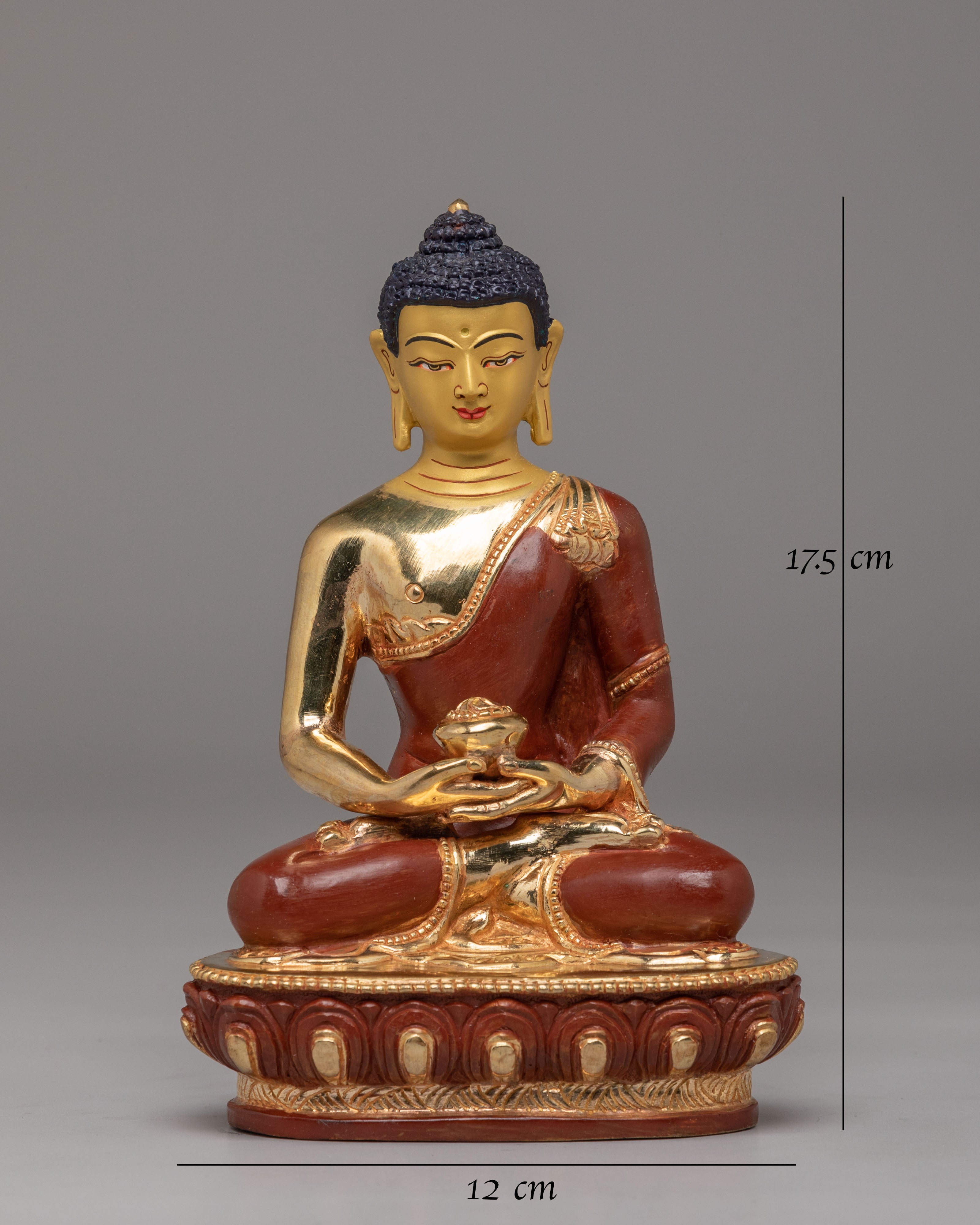 Traditional Sacred Shakyamuni Buddha Sculpture | Gold Plated Copper Statue