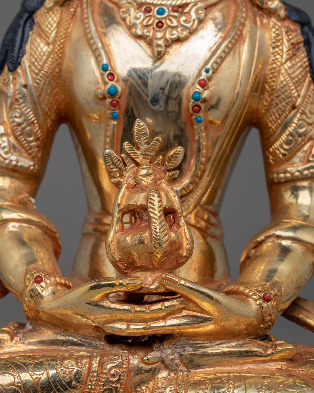 Traditional Amitayus Sculpture | 24K Mercury Gold Plated Copper Statue