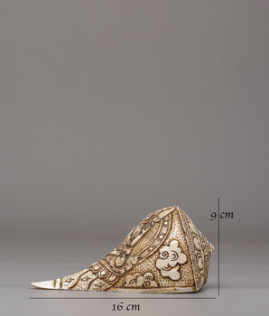 Handmade Conch With Deity Design | Unique Tibetan Artifact