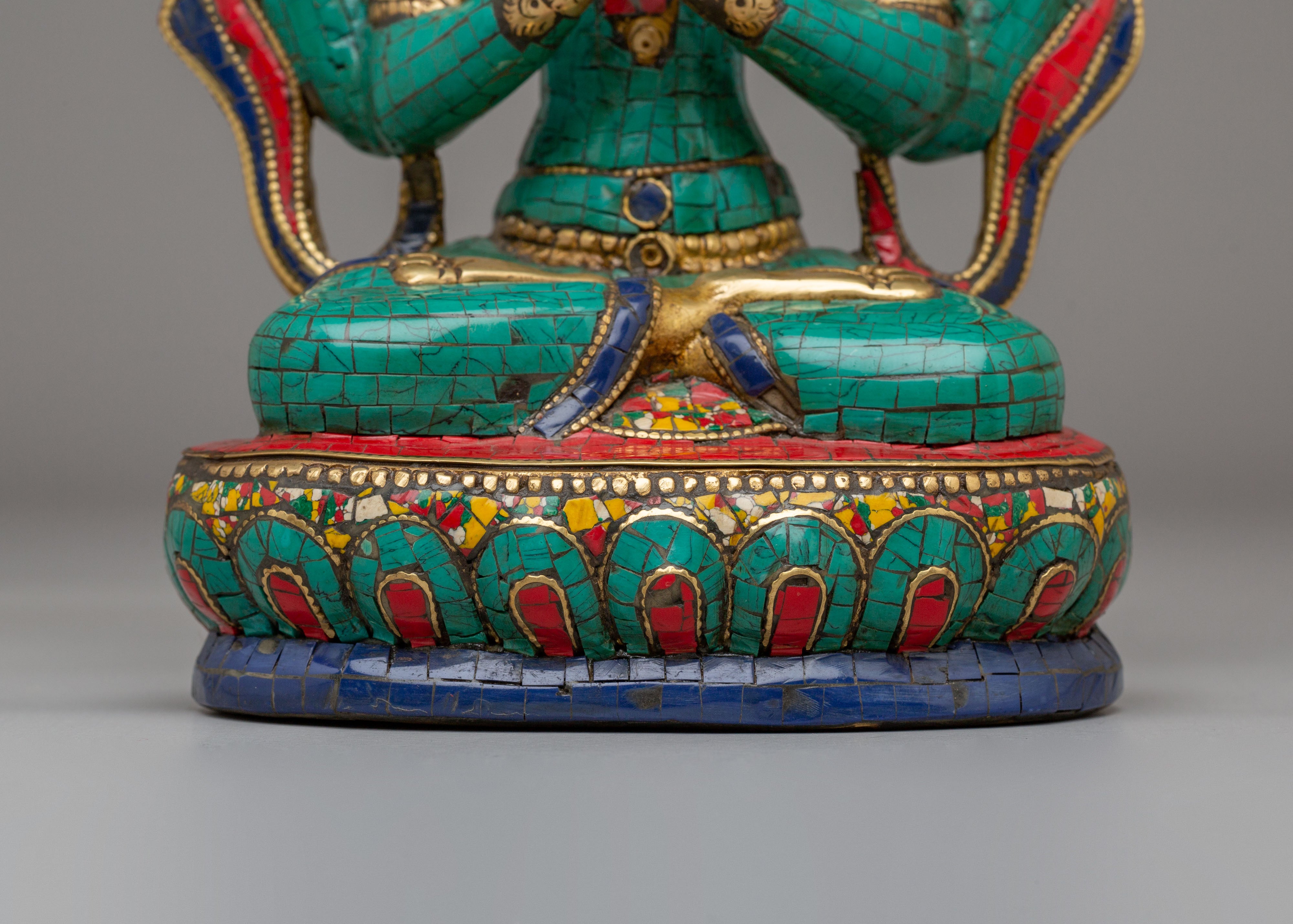 Tibetan Chenrezig Statue for Altar | Buddhist Deity Figurine