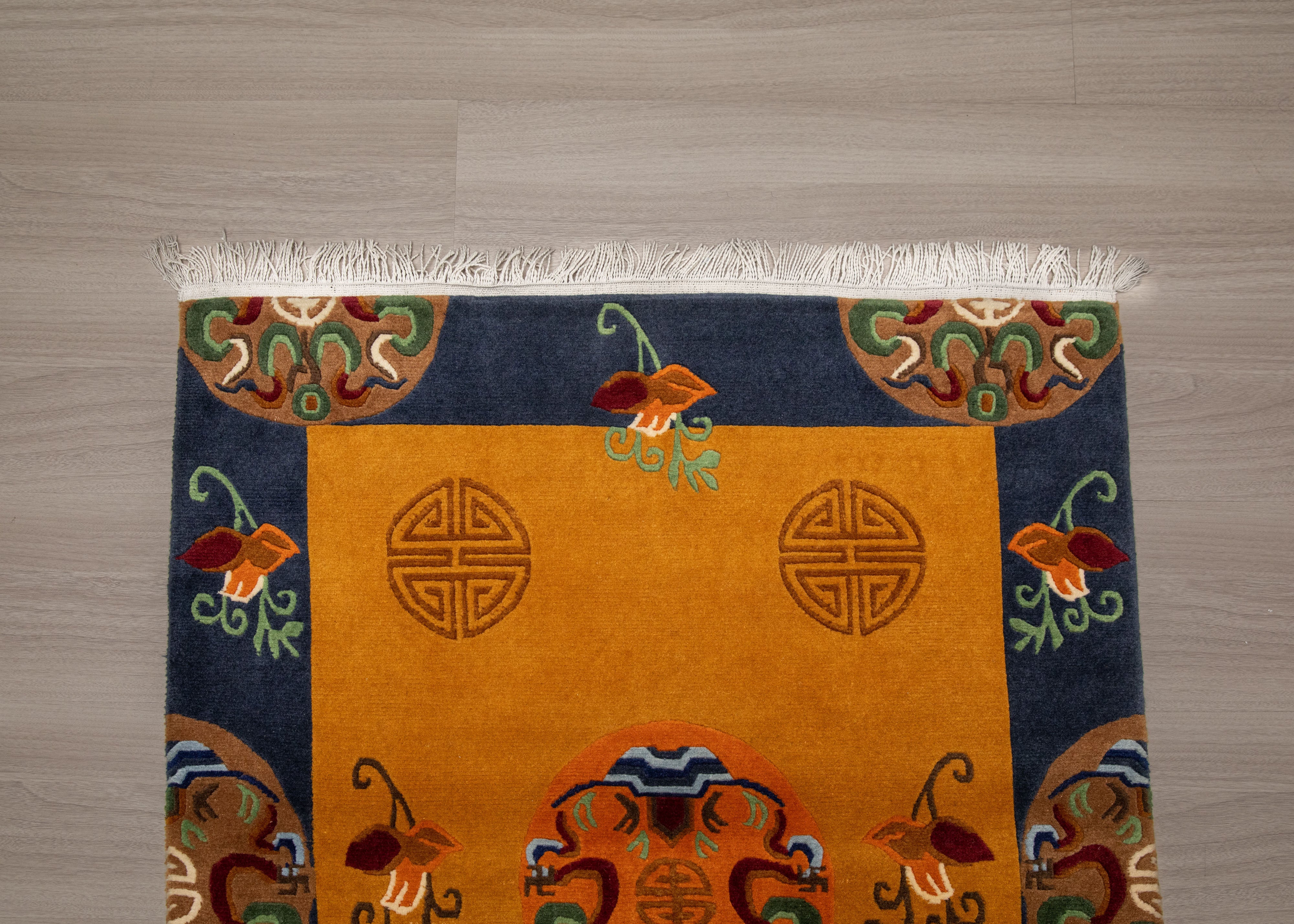 Tibetan Wool Rug | Handmade Spiritual Decor