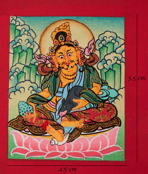 Traditional Dzambhala Thangka for Locket | Sacred Tibetan Artwork