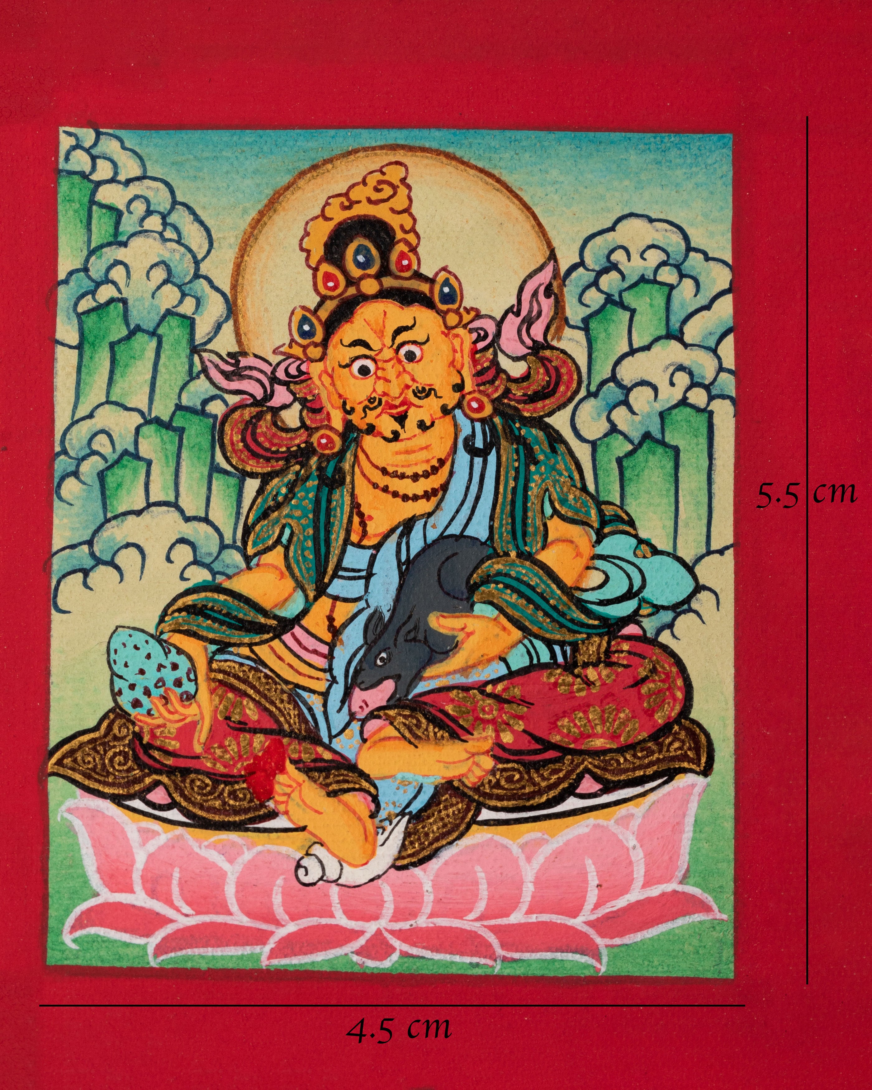 Traditional Dzambhala Thangka for Locket | Sacred Tibetan Artwork