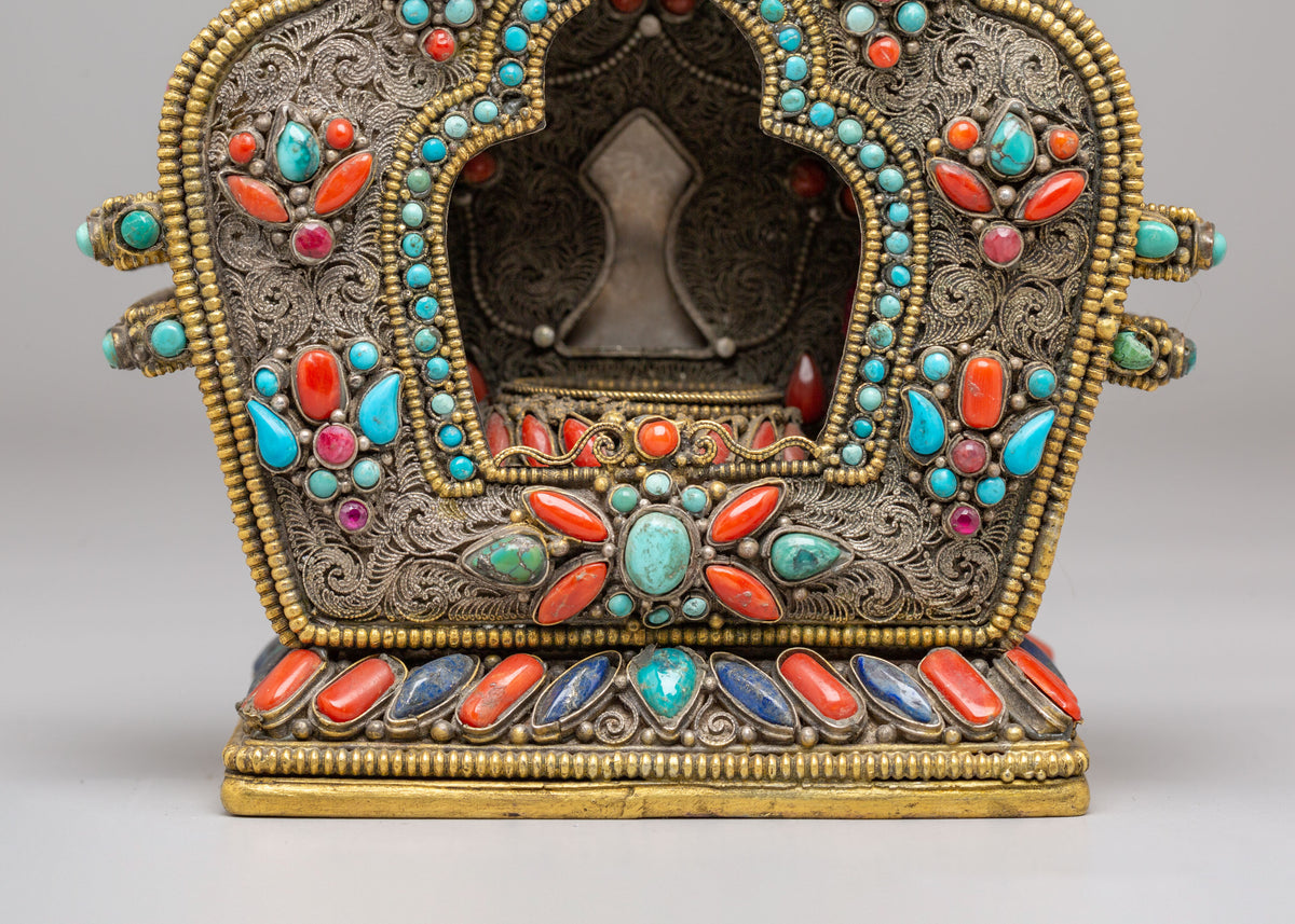 Sacred Buddhist Shrine Ghau Box | Tibetan Ritual Treasure Box