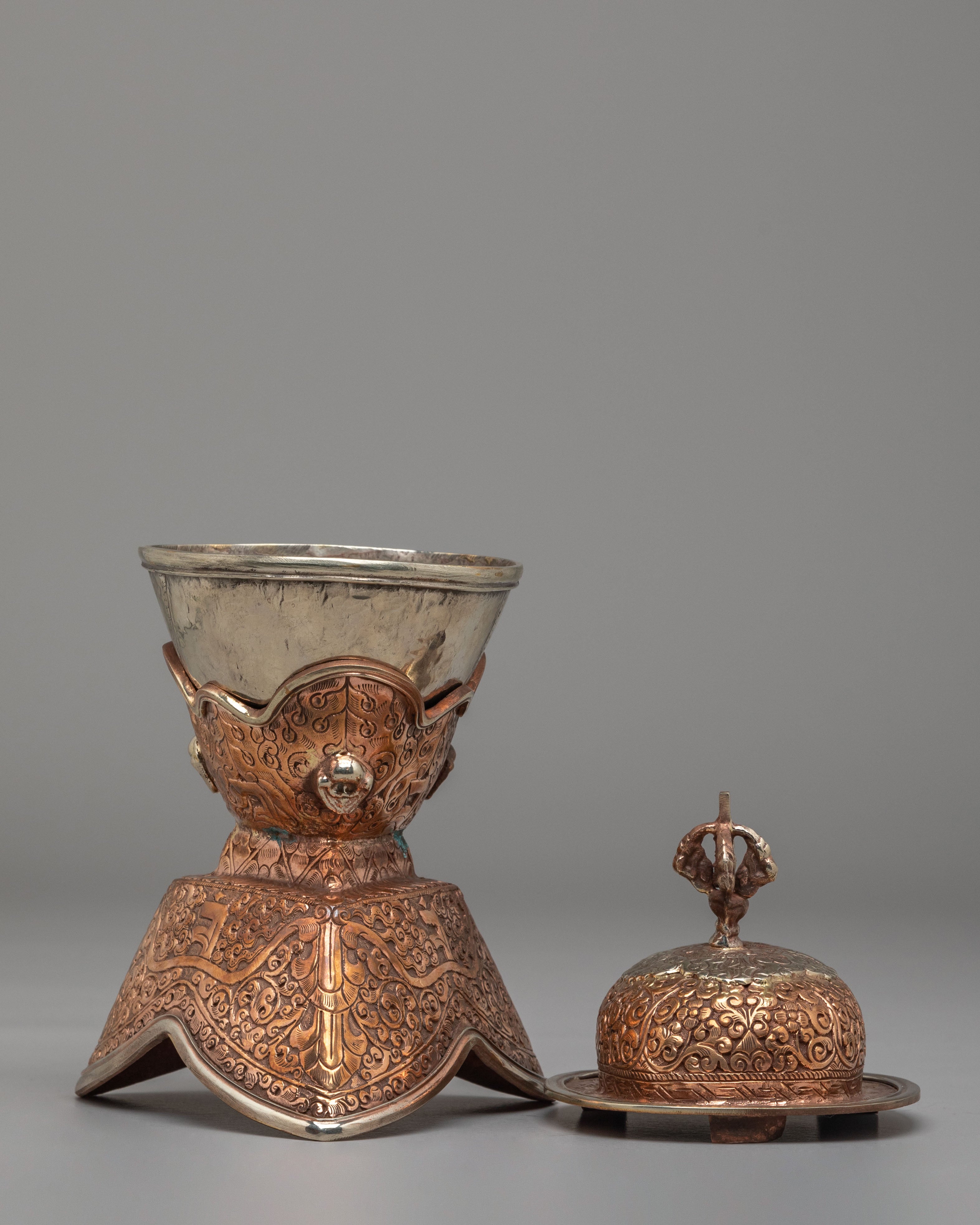 Handcrafted Kapala Tantric Offering Vessel | Tibetan Ritual Tool