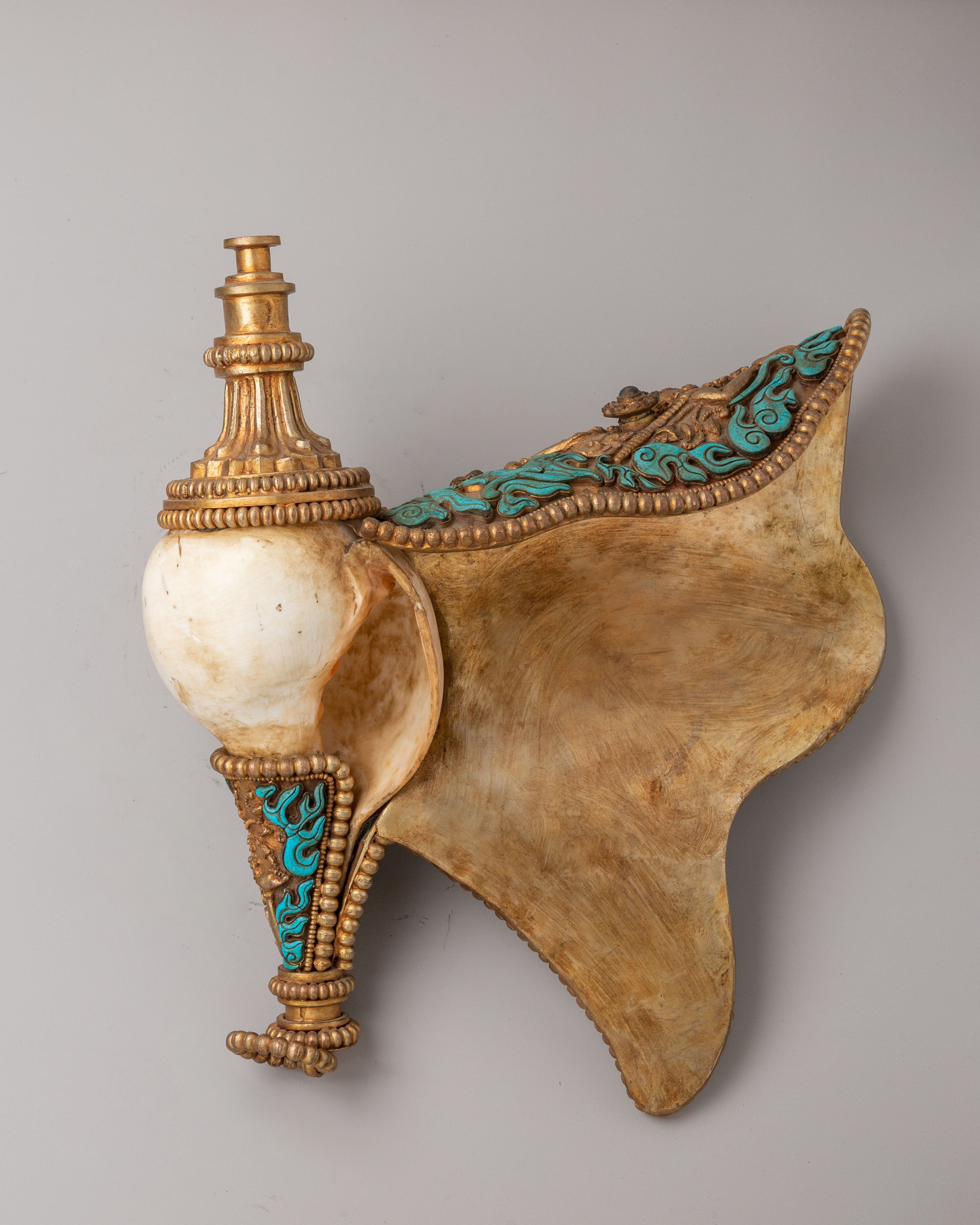 Ritual Conch Shell with Deity Carvings | Sacred Symbol for Spiritual Ceremonies