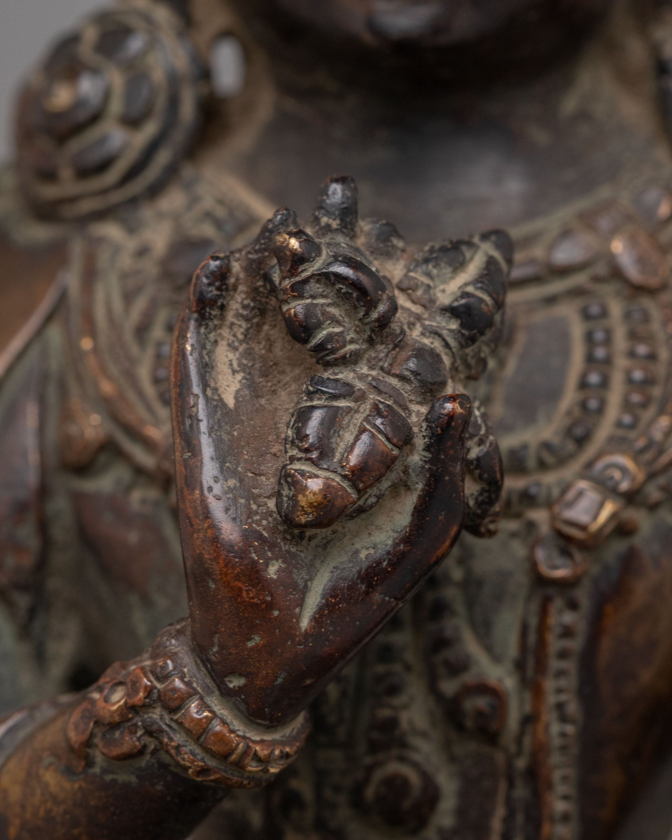 Tibetan Mitrugpa Figurine | Oxidized Copper Buddhist Sculpture