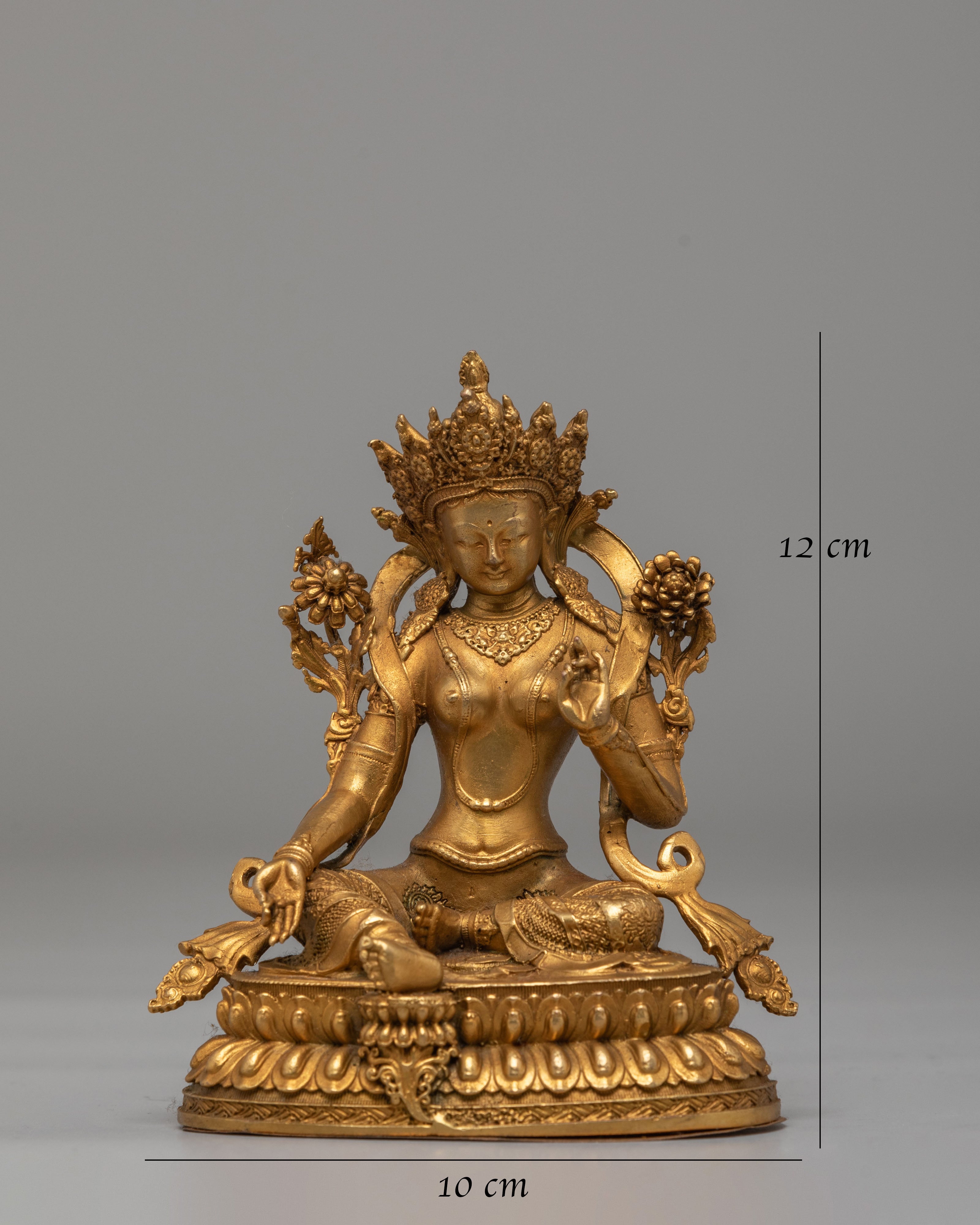 Handmade Green Tara Deity Statue | Goddess of Compassion and Protection