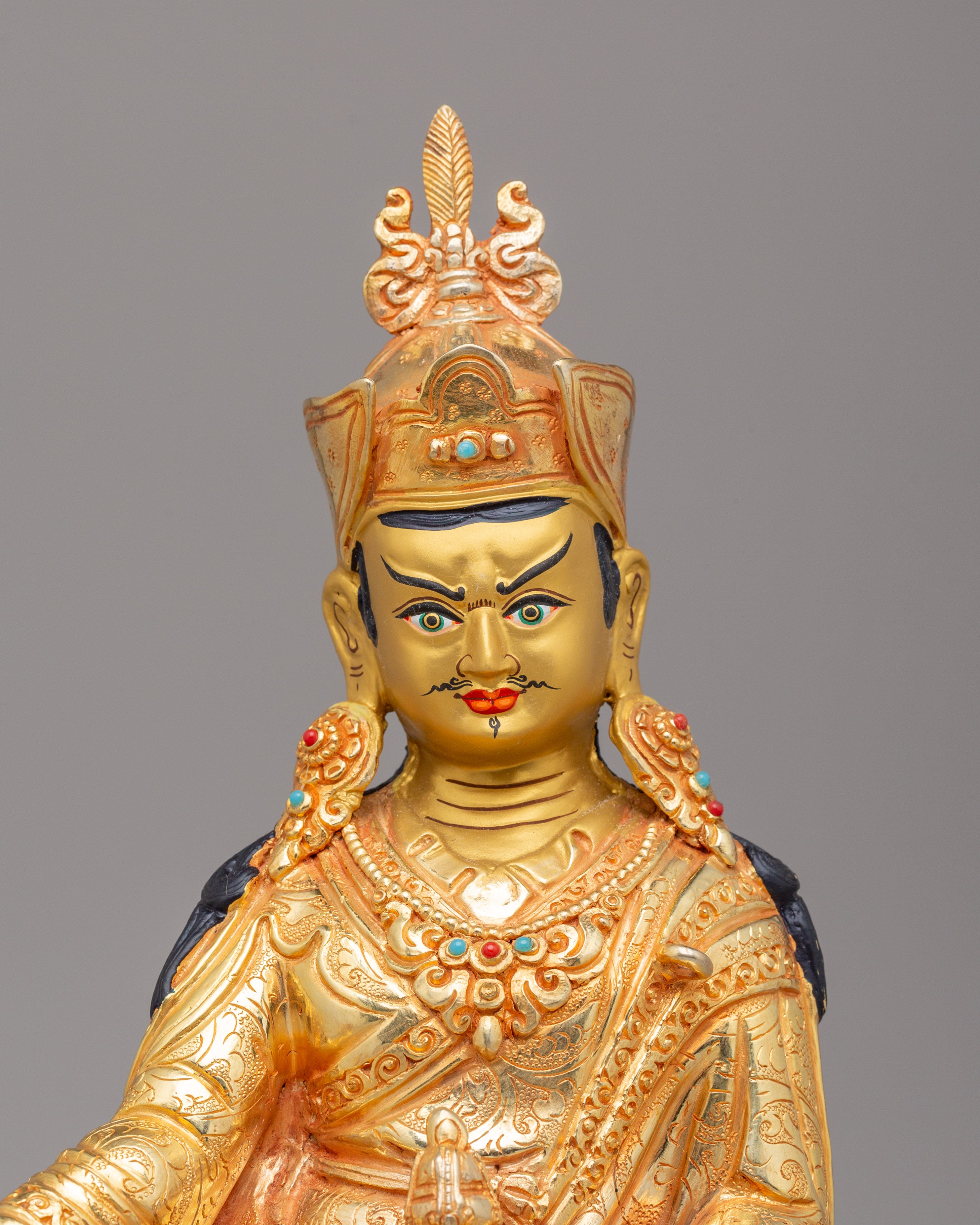 Golden Guru Rinpoche Statue | Traditional Artwork