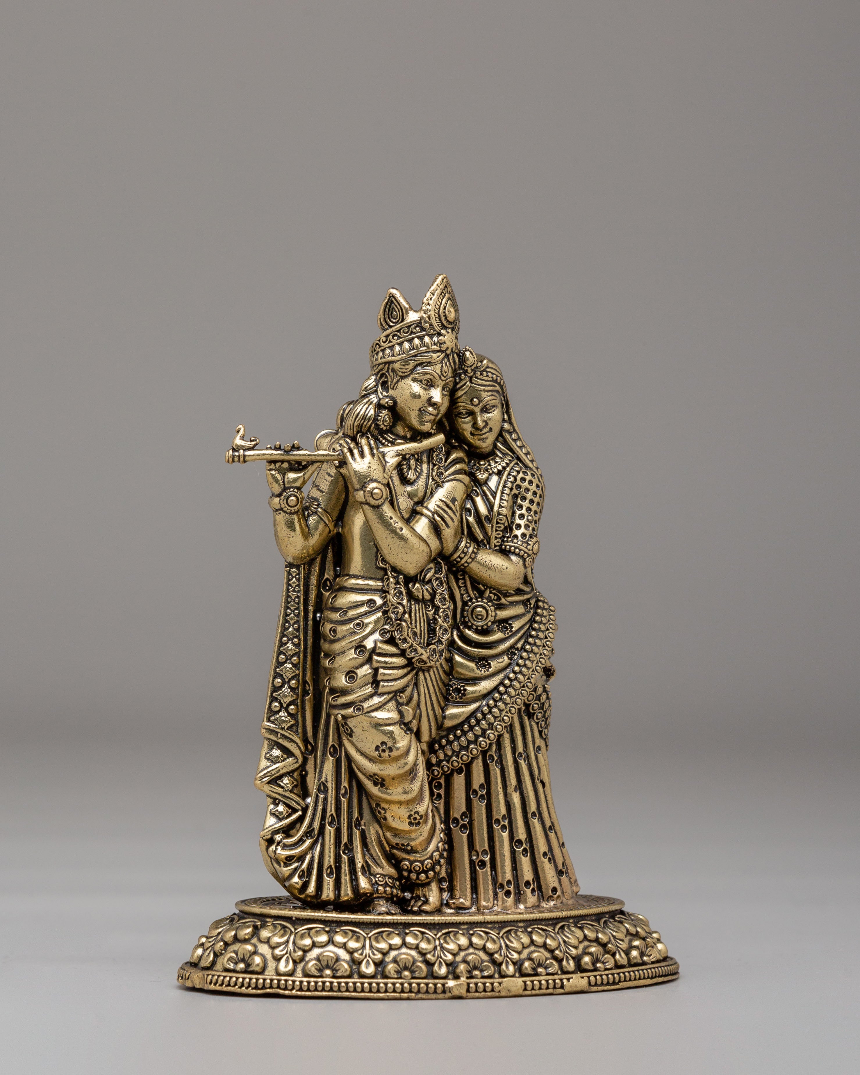 Himalayan Radha Krishna Altar Statue | Handcrafted Brass Statue